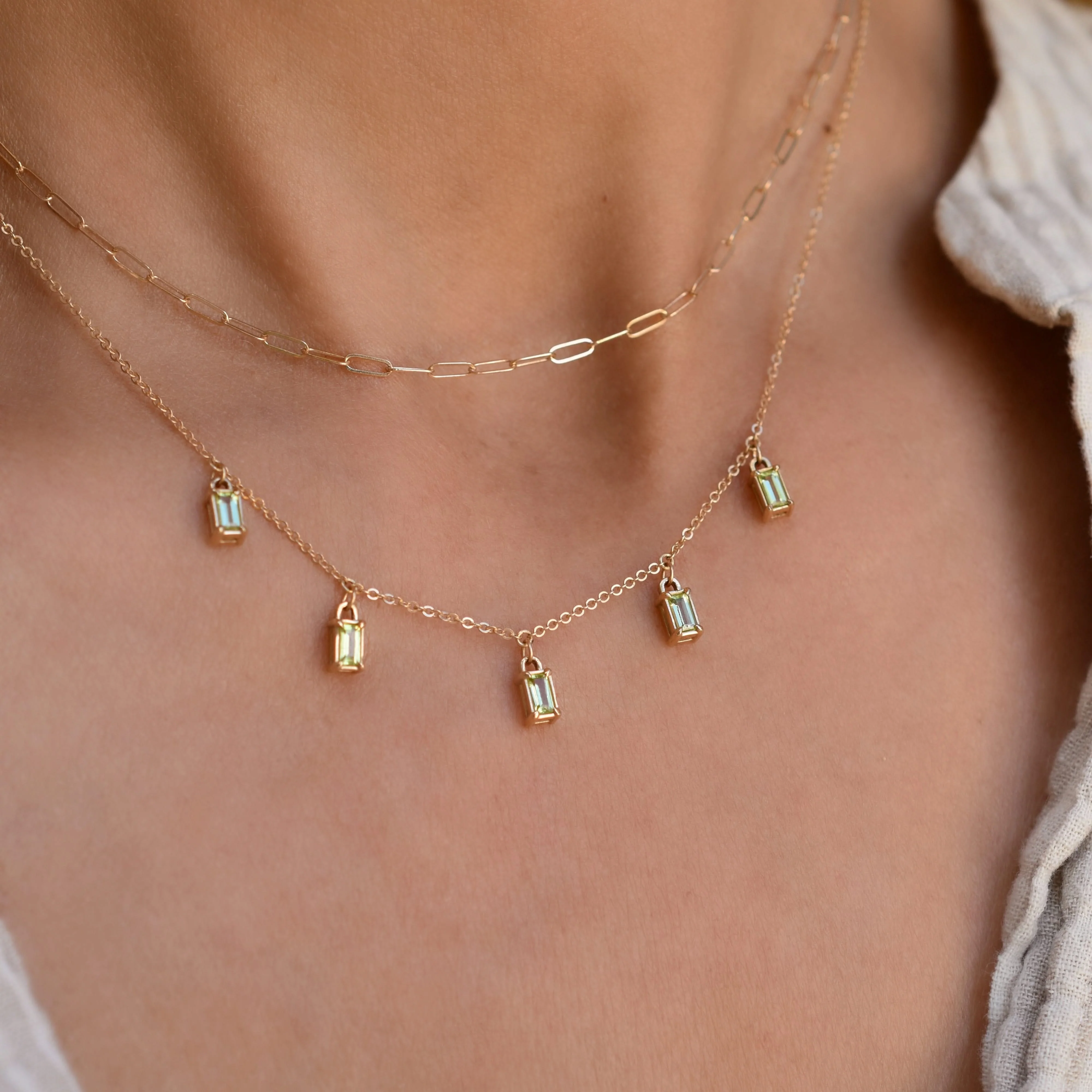 Providence 5 Peridot Drop Necklace in 14k Gold (August) - Image 2
