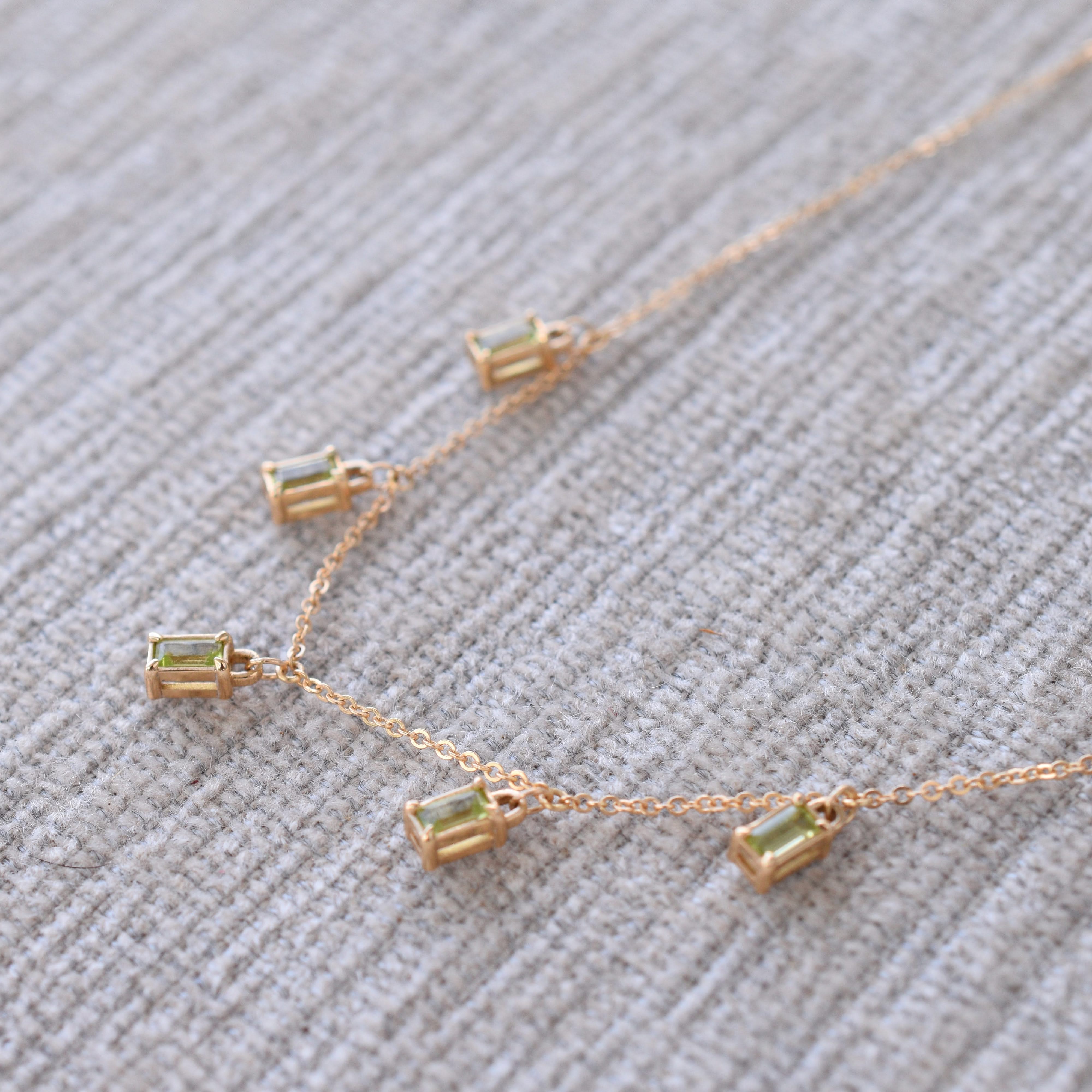 Providence 5 Peridot Drop Necklace in 14k Gold (August) - Image 3