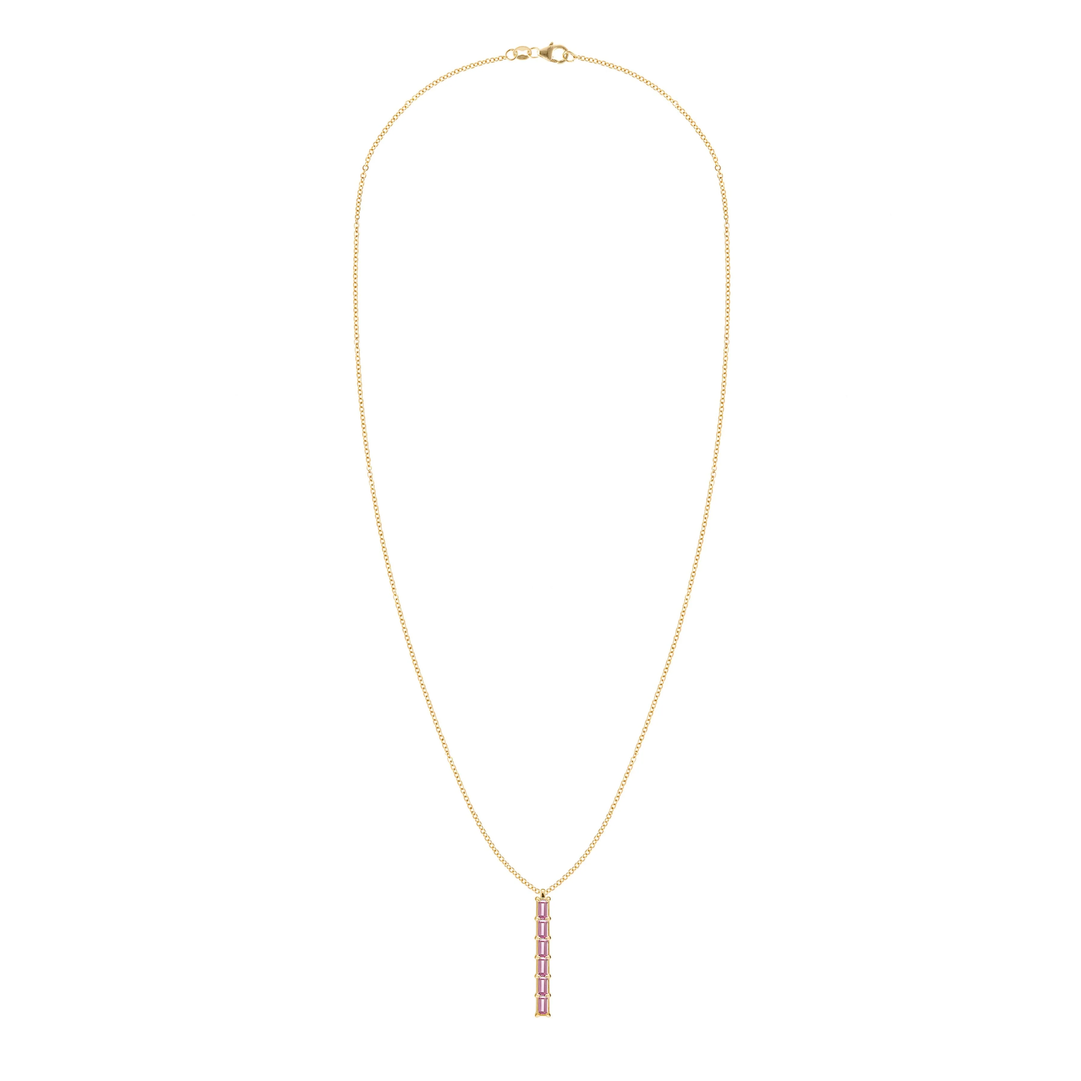 Providence 6 Pink Sapphire Pendant in 14k Gold (October) - Image 4
