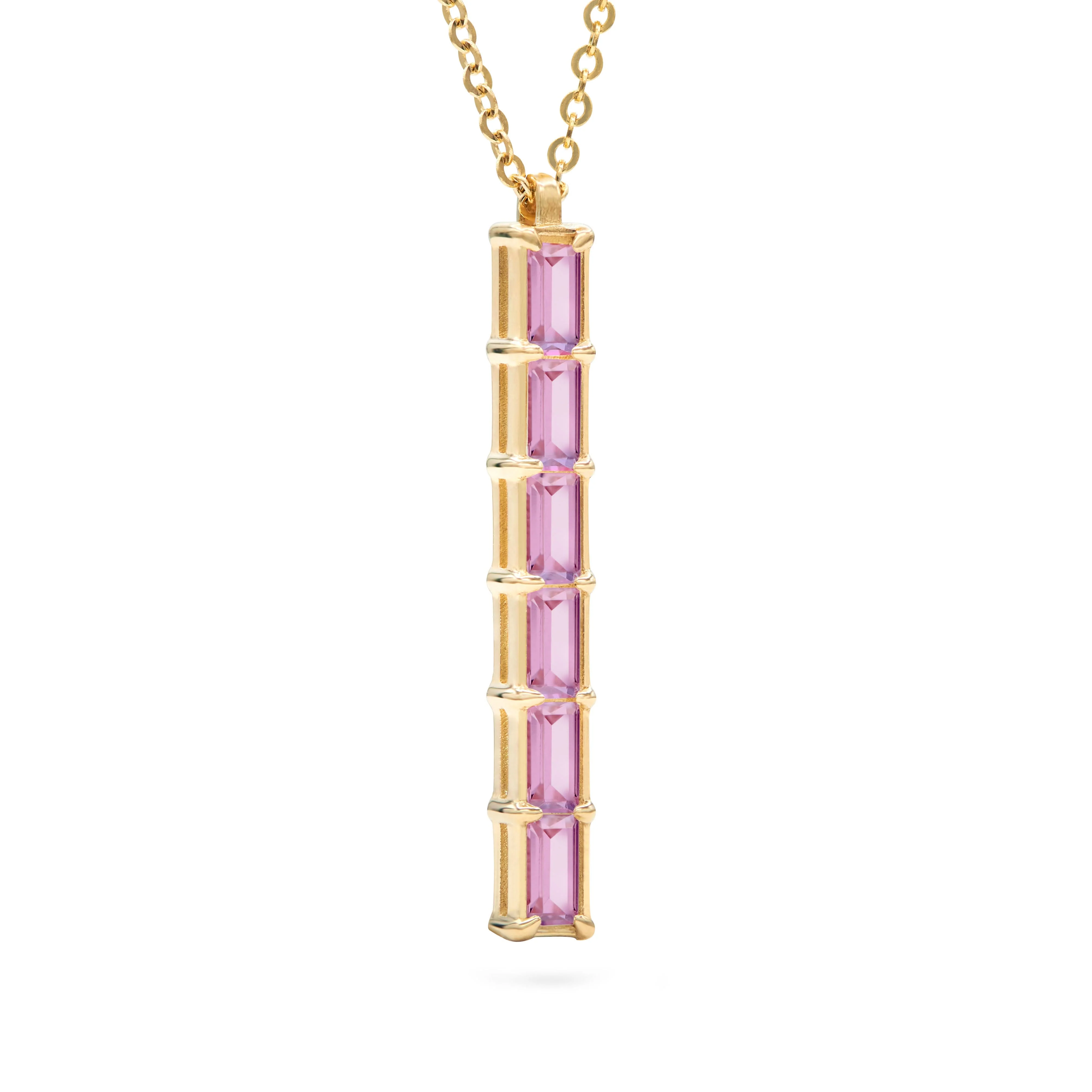 Providence 6 Pink Sapphire Pendant in 14k Gold (October) - Image 5