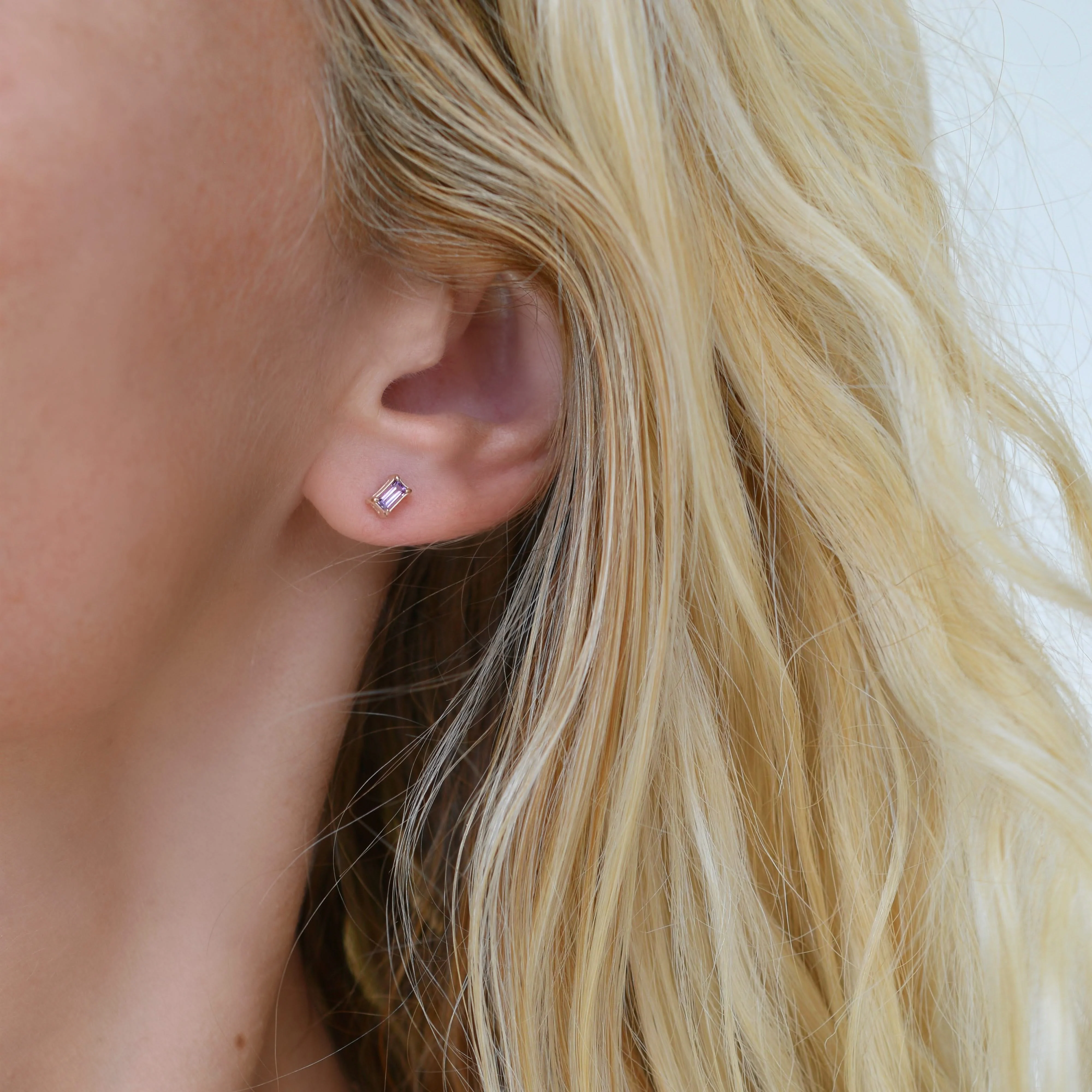 Providence Amethyst Stud Earrings in 14k Gold (February) - Image 6