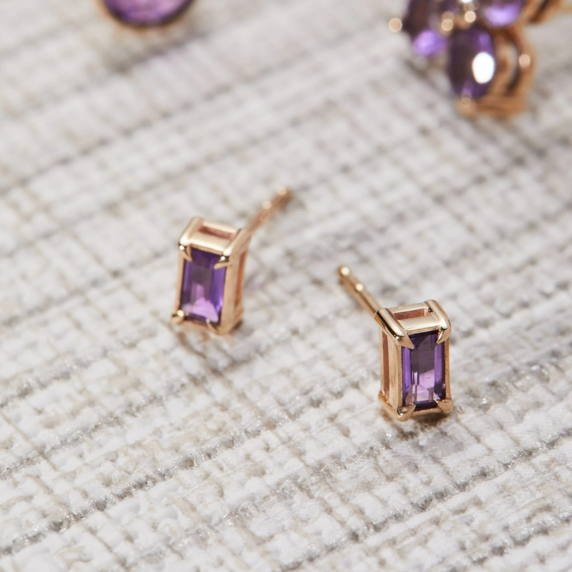 Providence Amethyst Stud Earrings in 14k Gold (February) - Image 8