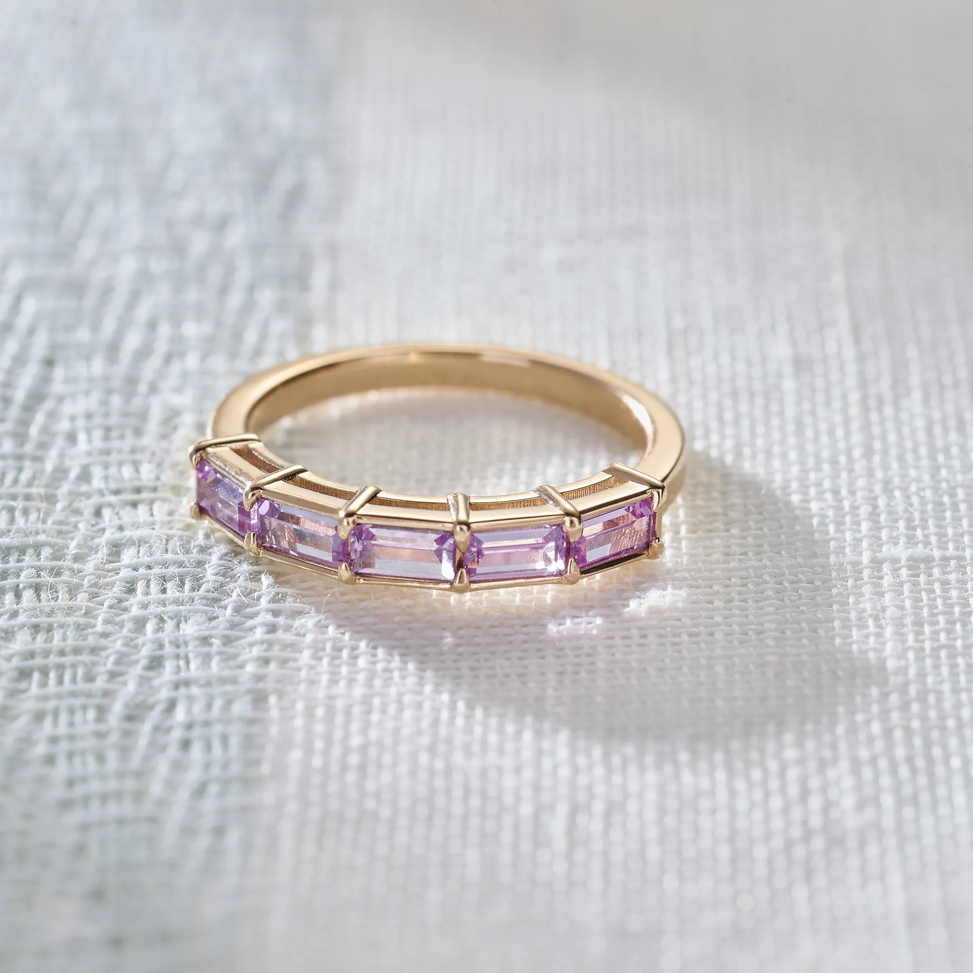 Providence Pink Sapphire Ring in 14k Gold (October) - Image 6