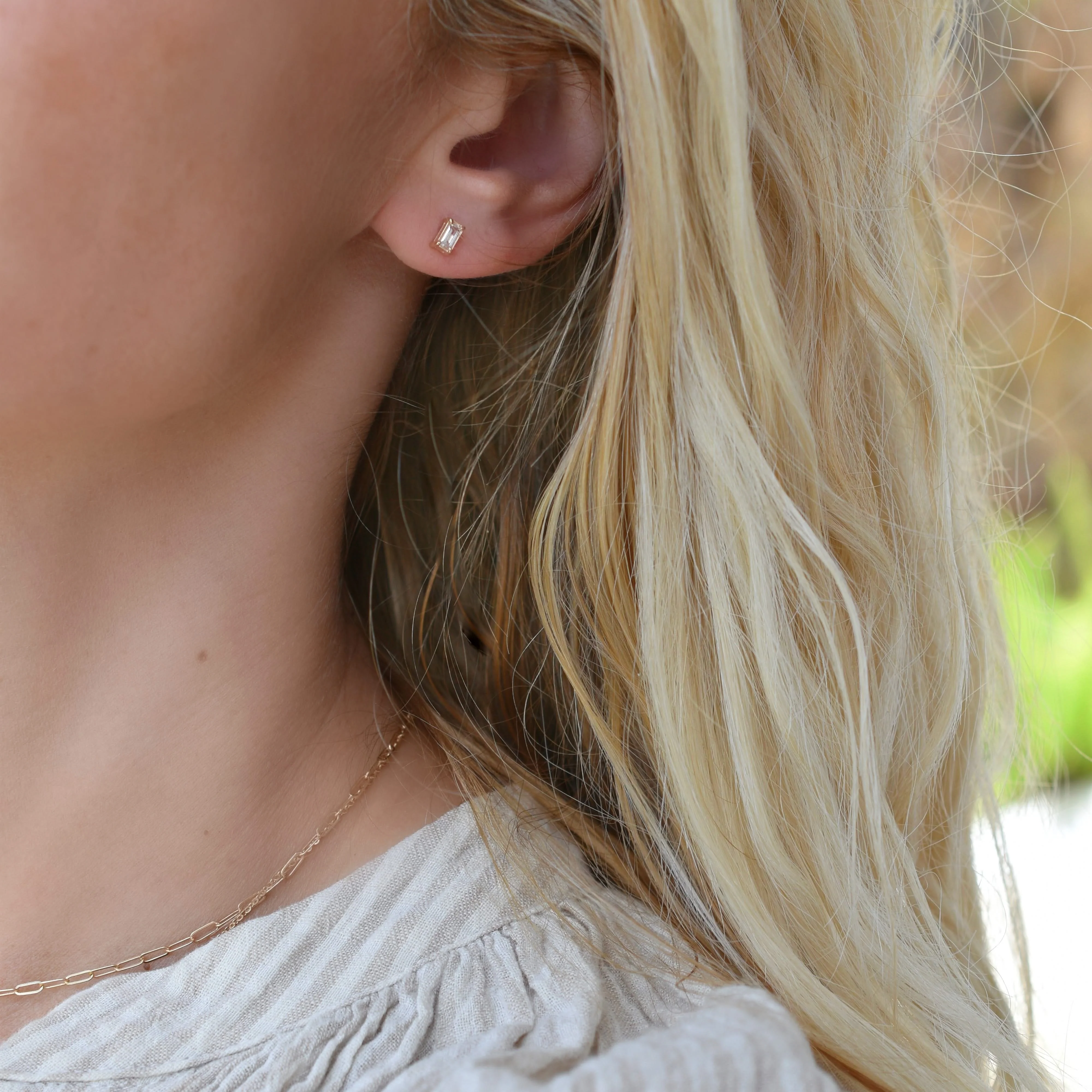 Providence White Topaz Stud Earrings in 14k Gold (April) - Image 6