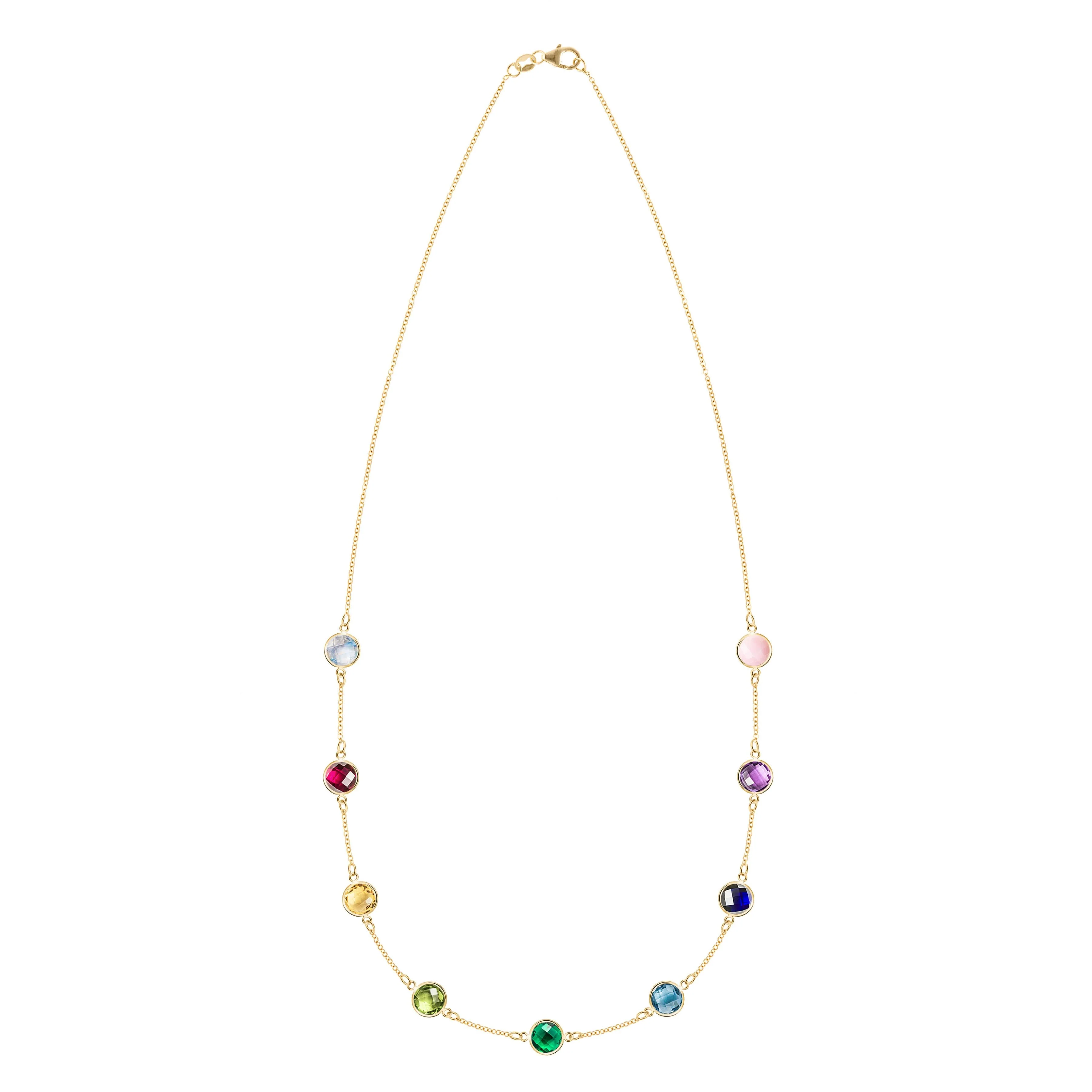 Rainbow Grand 9 Stone Necklace in 14k Gold - Image 4