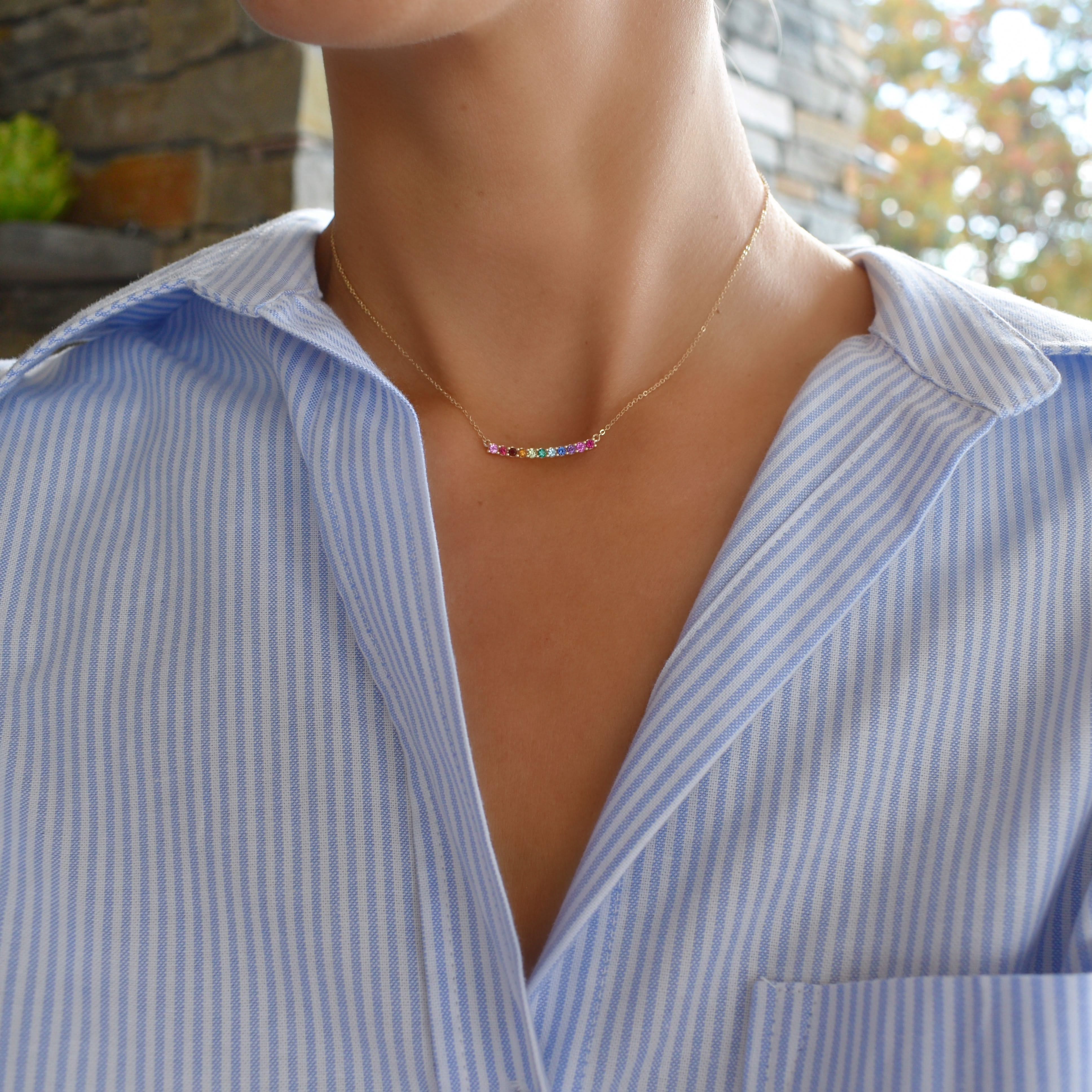 Rainbow Rosecliff Bar Necklace in 14k Gold - Image 6