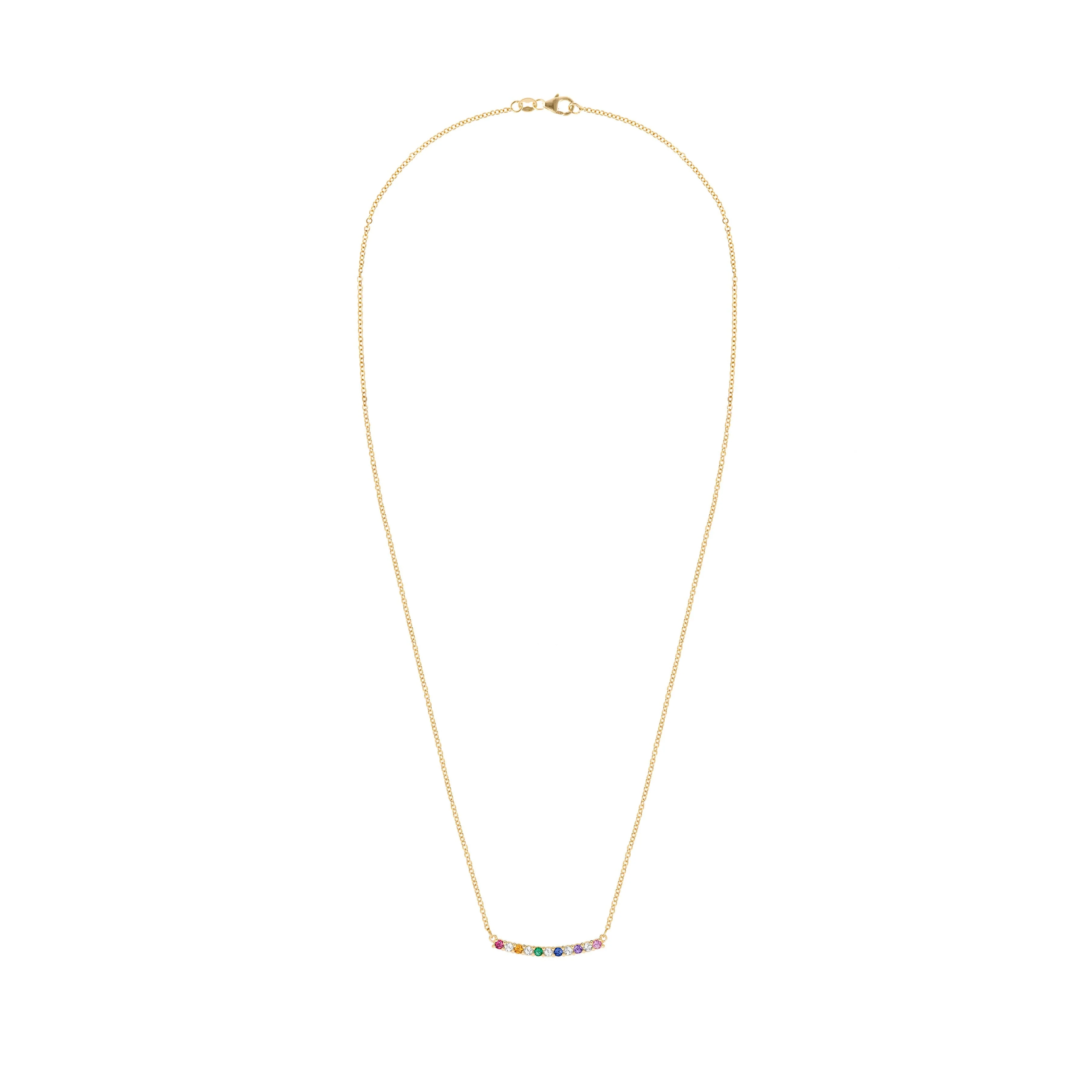 Rainbow Rosecliff Bar Necklace with Diamonds in 14k Gold - Image 5