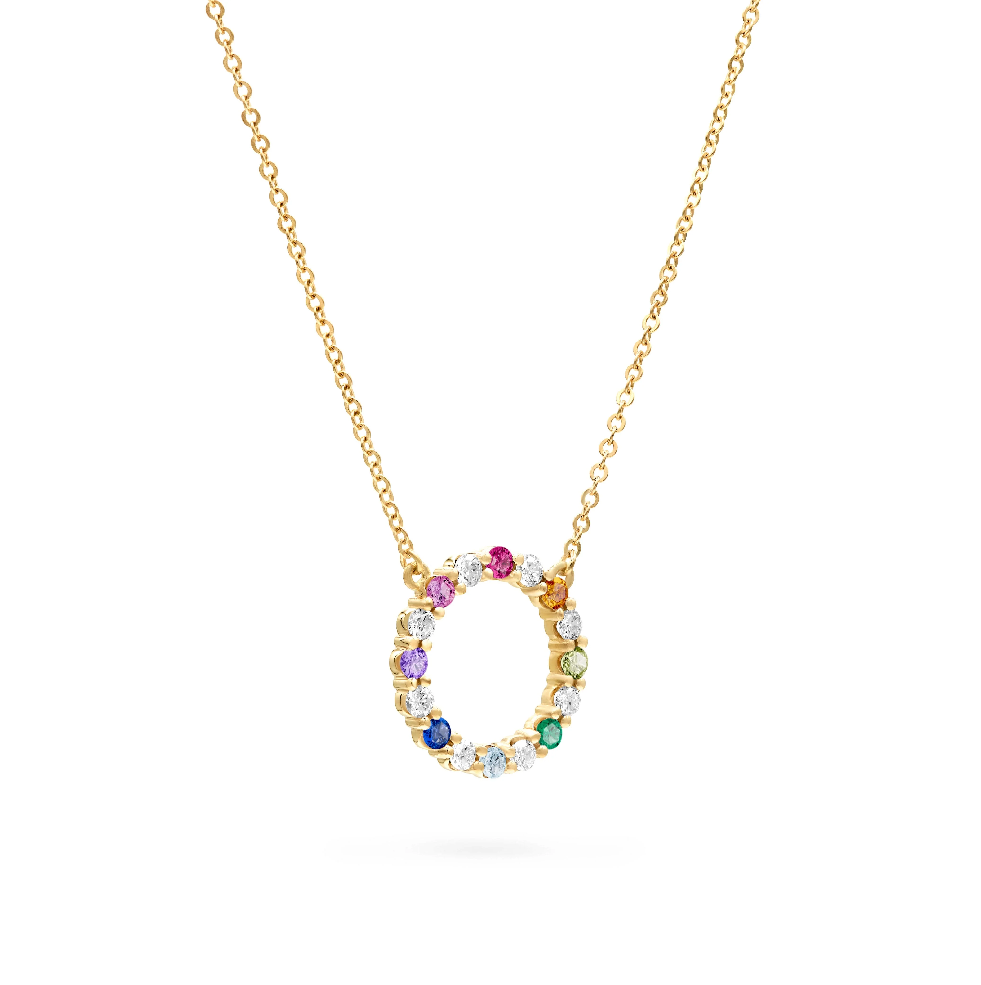 Rainbow Rosecliff Circle Necklace with Diamonds in 14k Gold - Image 4