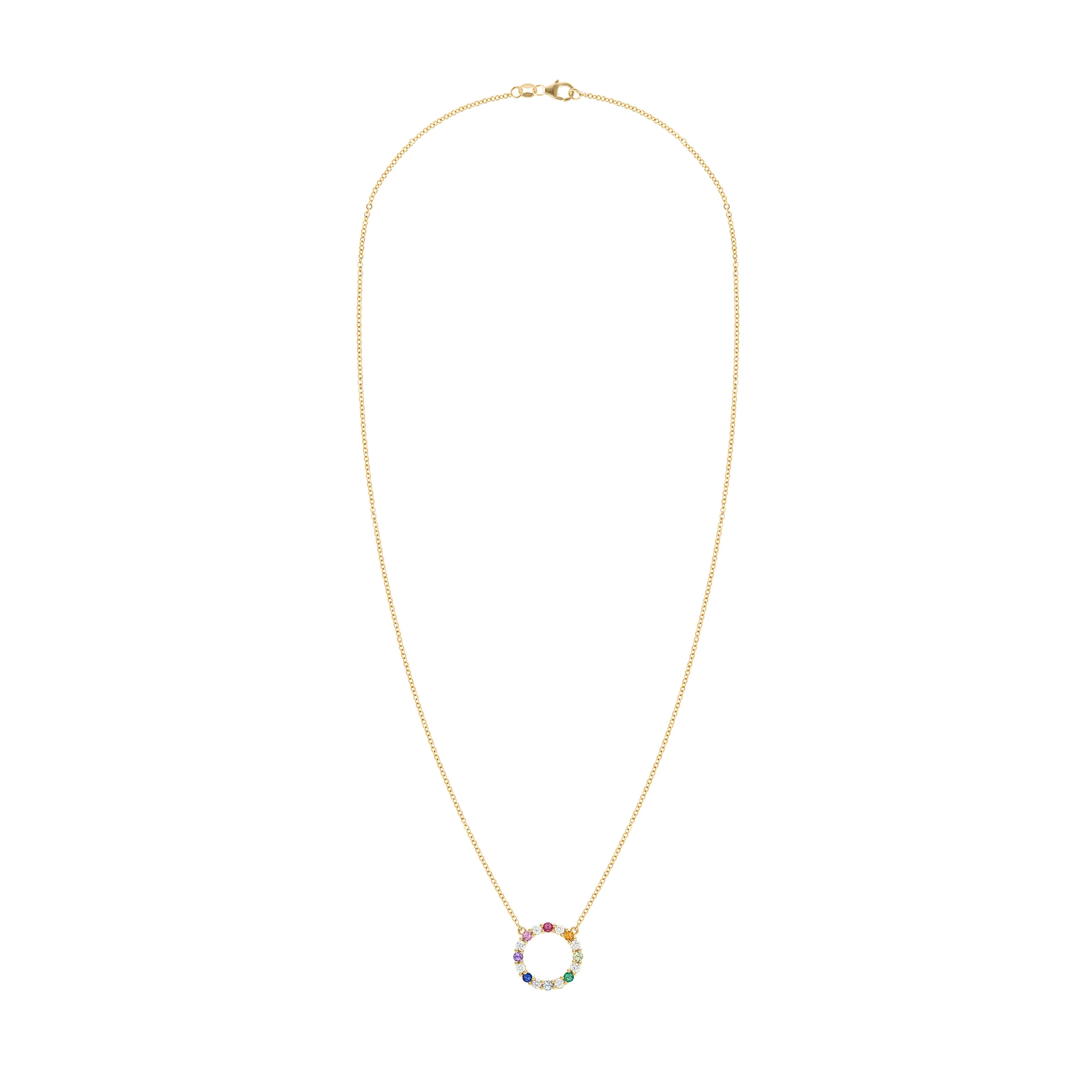 Rainbow Rosecliff Circle Necklace with Diamonds in 14k Gold - Image 5