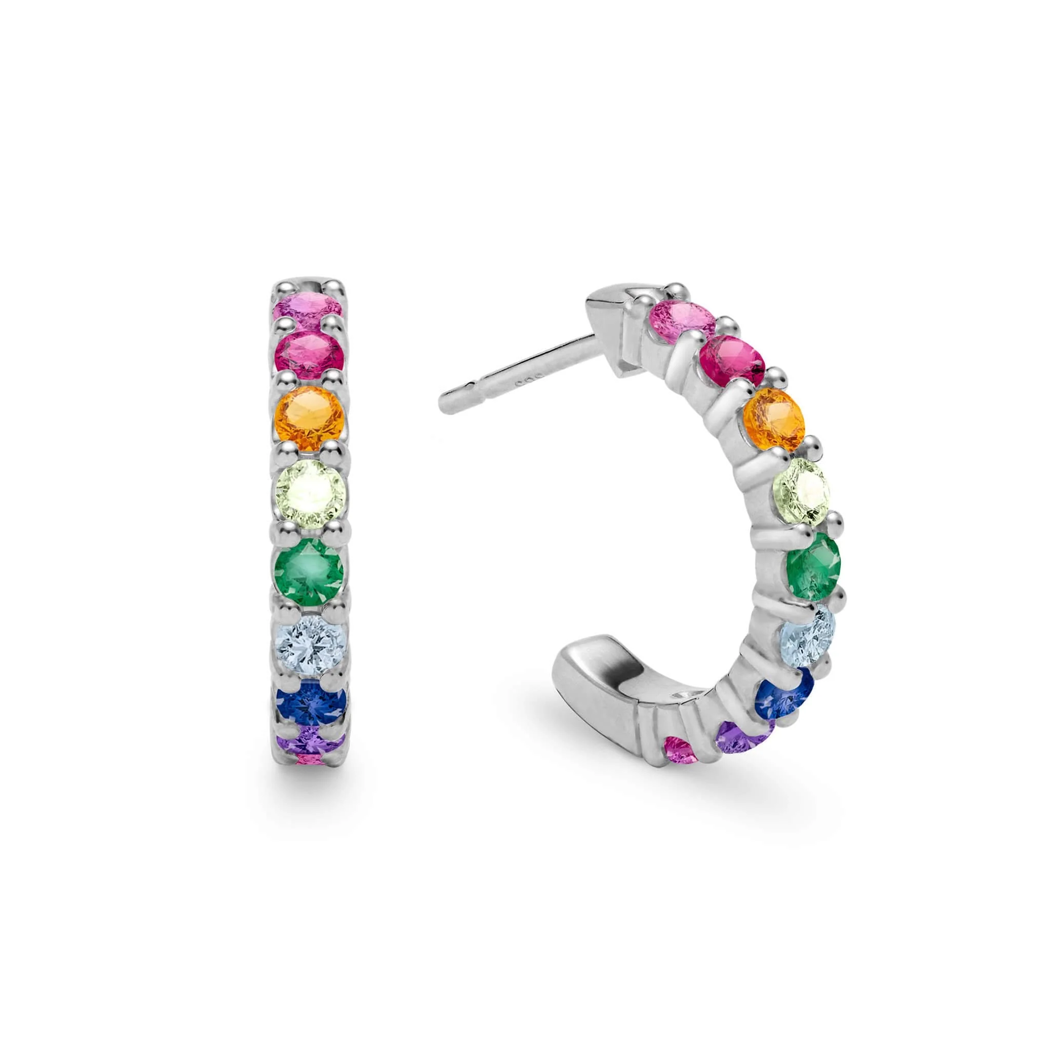 Rainbow Rosecliff Huggie Hoop Earrings in 14k Gold - Image 5