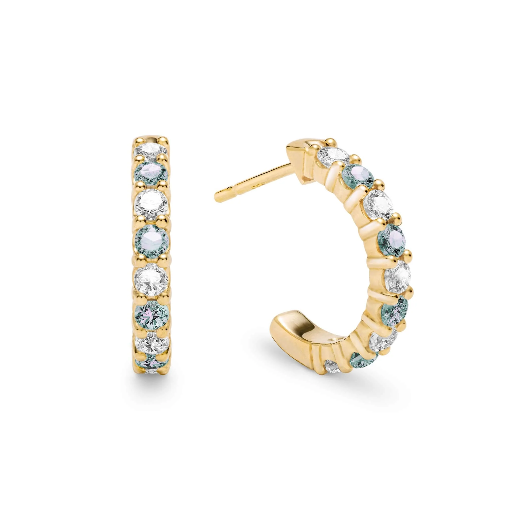 Rosecliff Diamond & Alexandrite Huggie Hoop Earrings in 14k Gold (June)