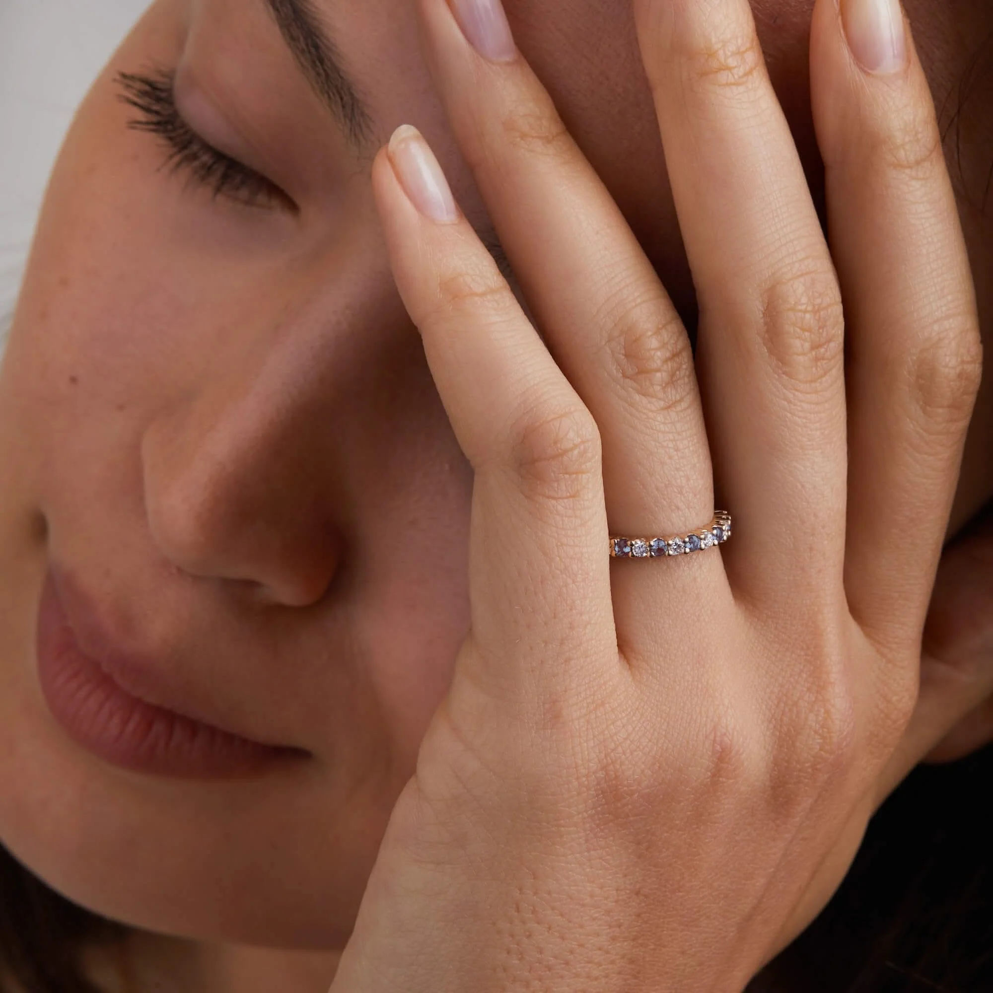 Rosecliff Diamond & Alexandrite Stackable Ring in 14k Gold (June) - Image 3