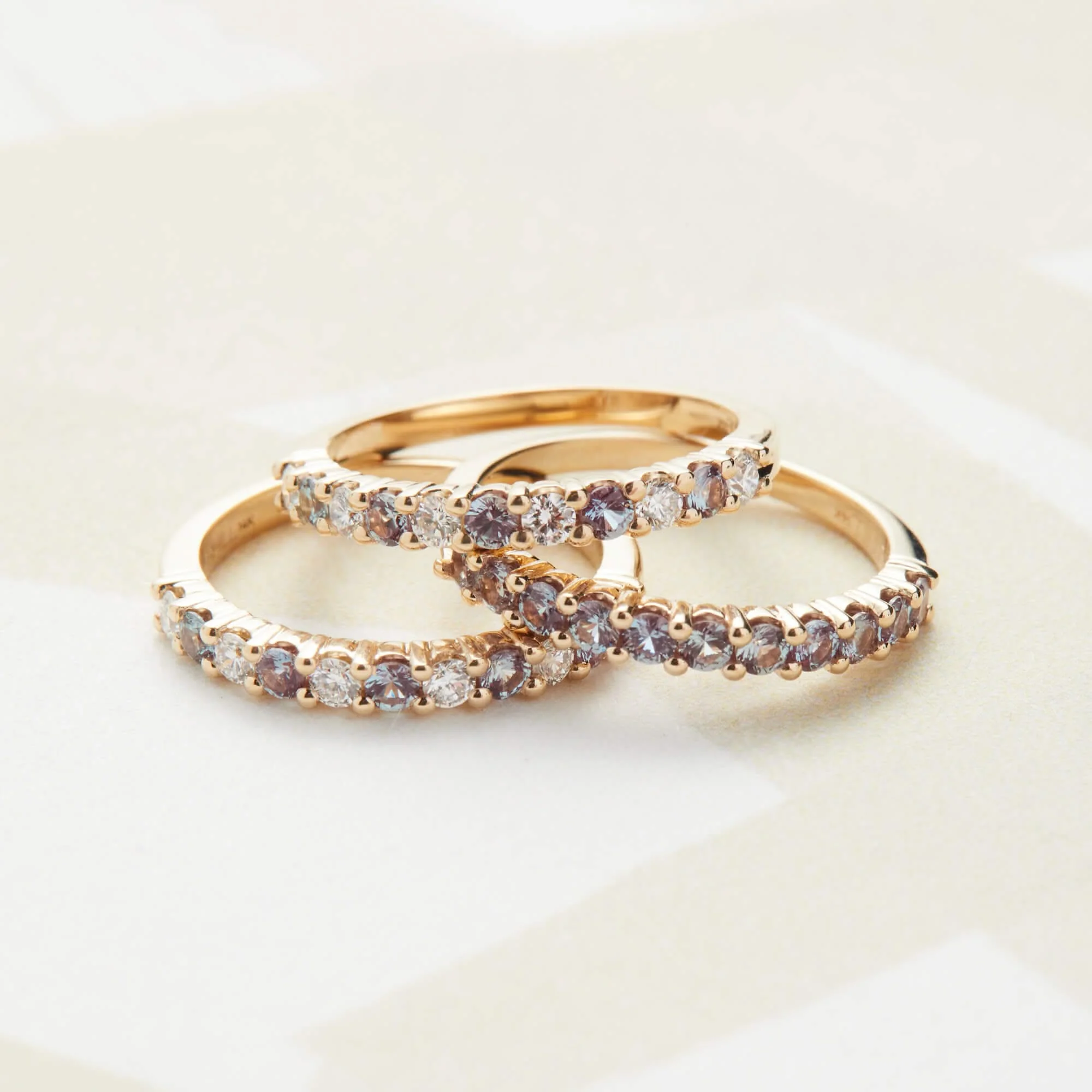Rosecliff Alexandrite Stackable Ring in 14k Gold (June) - Image 9