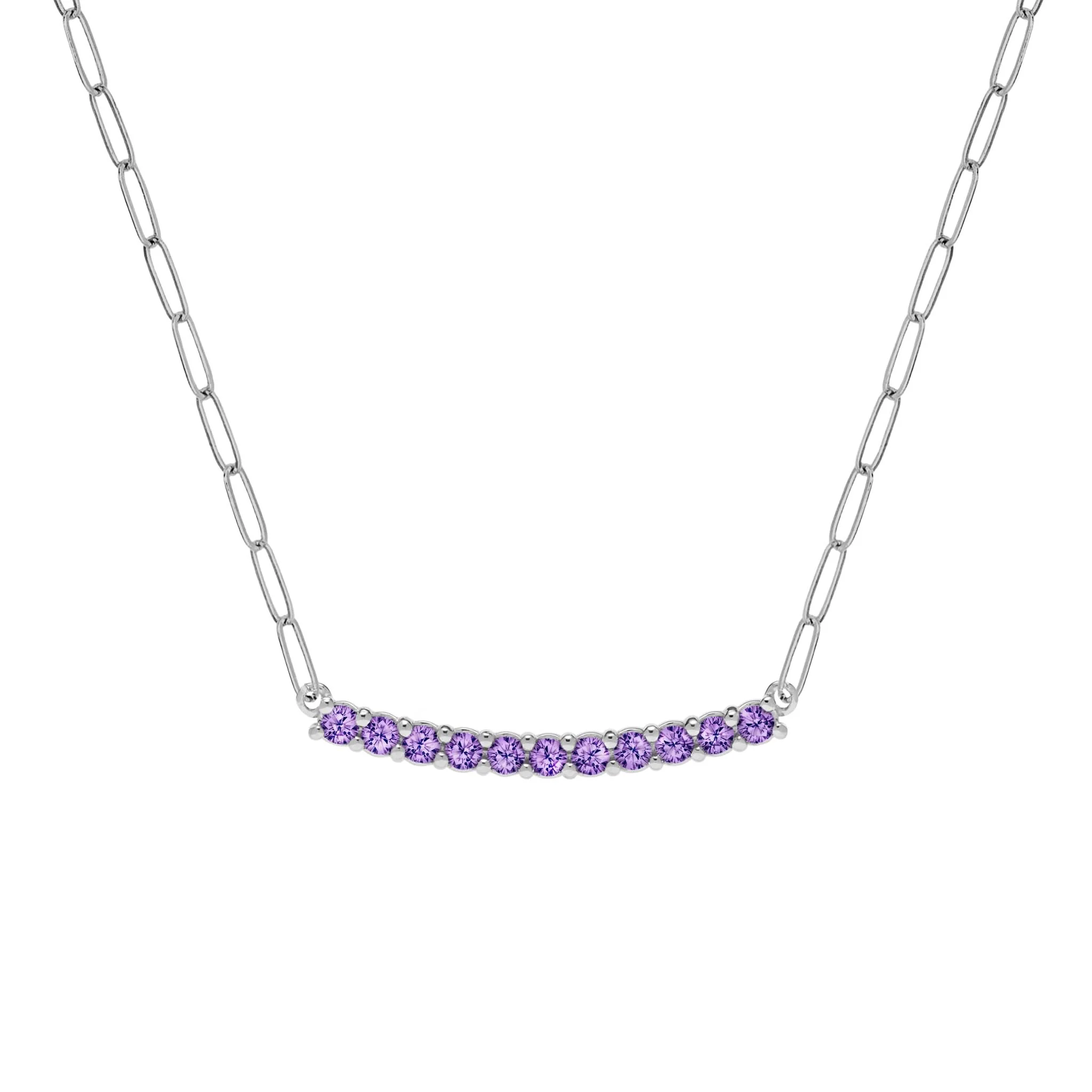 Rosecliff Amethyst Bar Adelaide Mini Necklace in 14k Gold (February) - Image 8