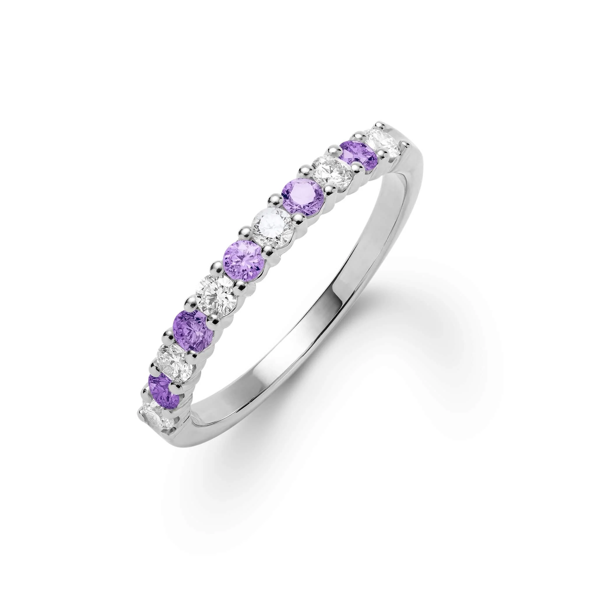 Rosecliff Diamond & Amethyst Stackable Ring in 14k Gold (February) - Image 8