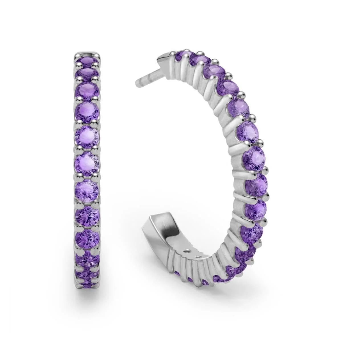 Rosecliff Amethyst Hoop Earrings in 14k Gold (February) - Image 5