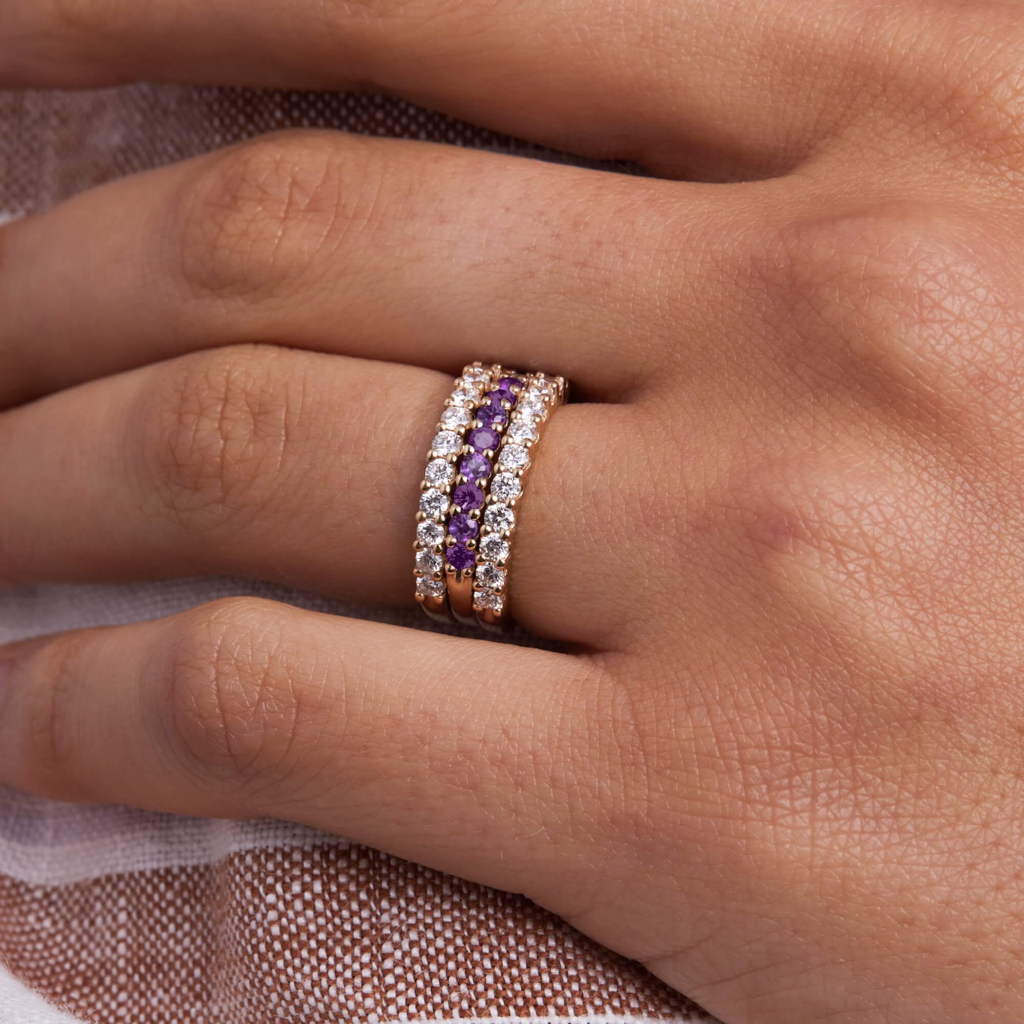 Rosecliff Amethyst Stackable Ring in 14k Gold (February) - Image 10