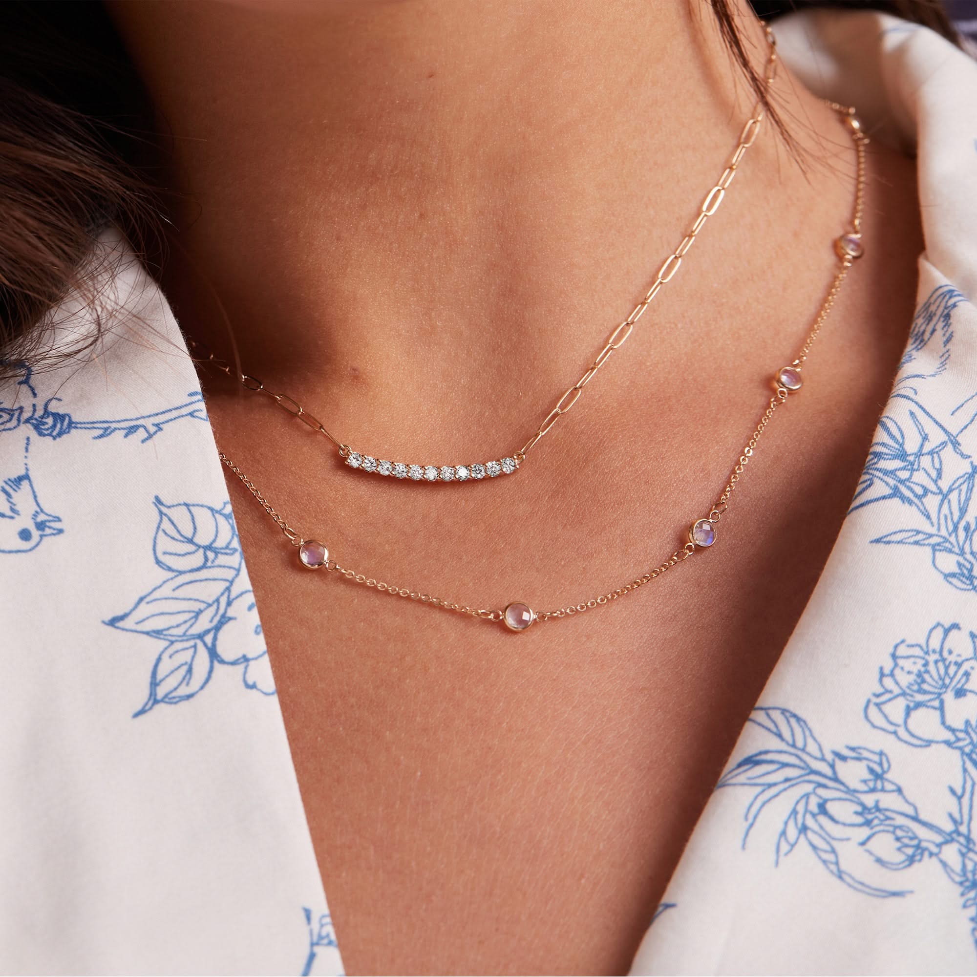 Rosecliff Aquamarine Bar Adelaide Mini Necklace in 14k Gold (March) - Image 3