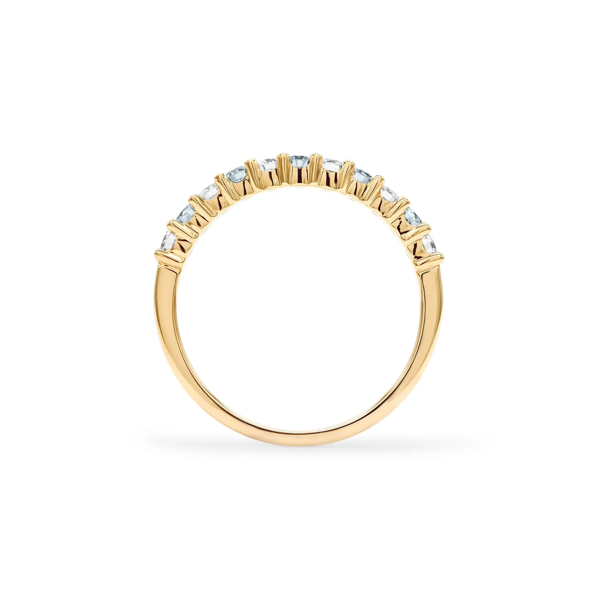 Rosecliff Diamond & Aquamarine Stackable Ring in 14k Gold (March) - Image 4