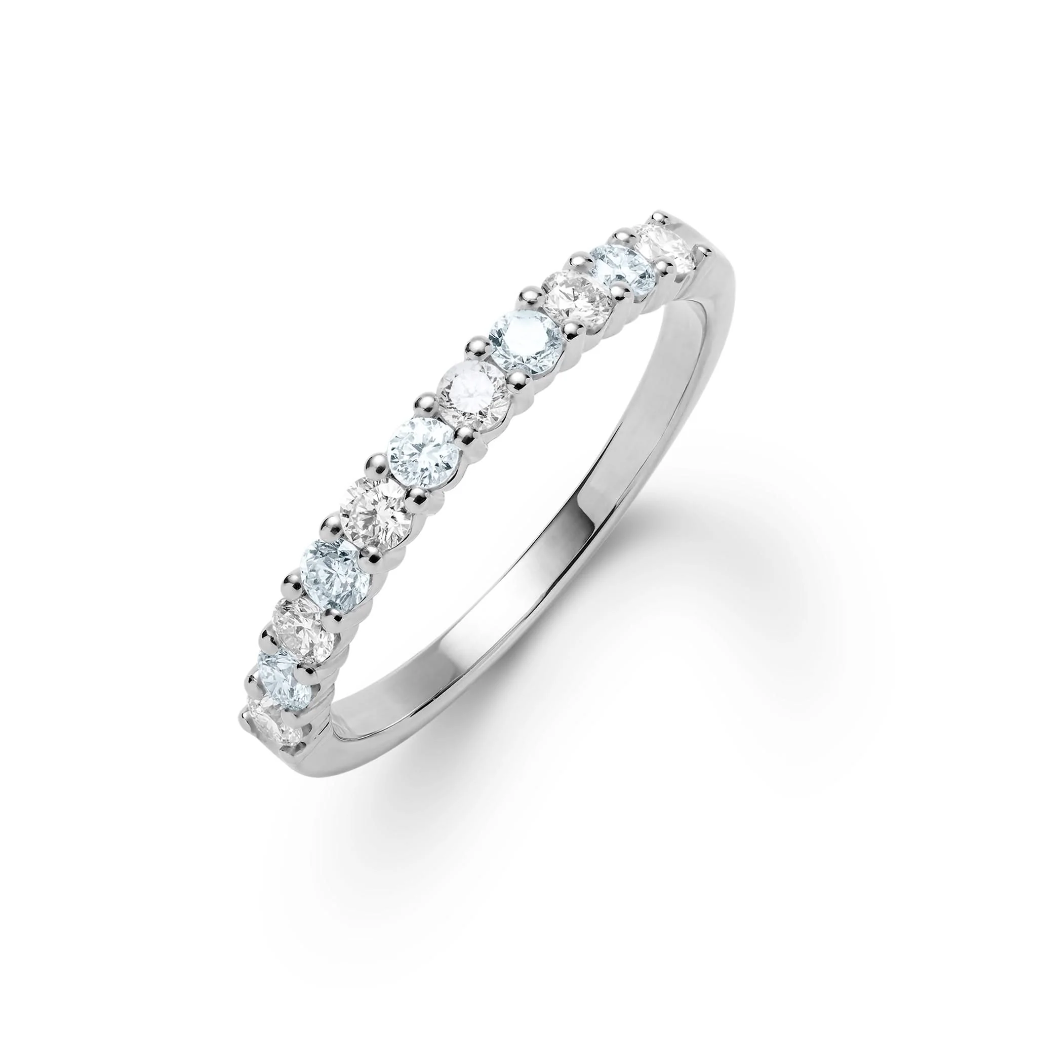 Rosecliff Diamond & Aquamarine Stackable Ring in 14k Gold (March) - Image 7