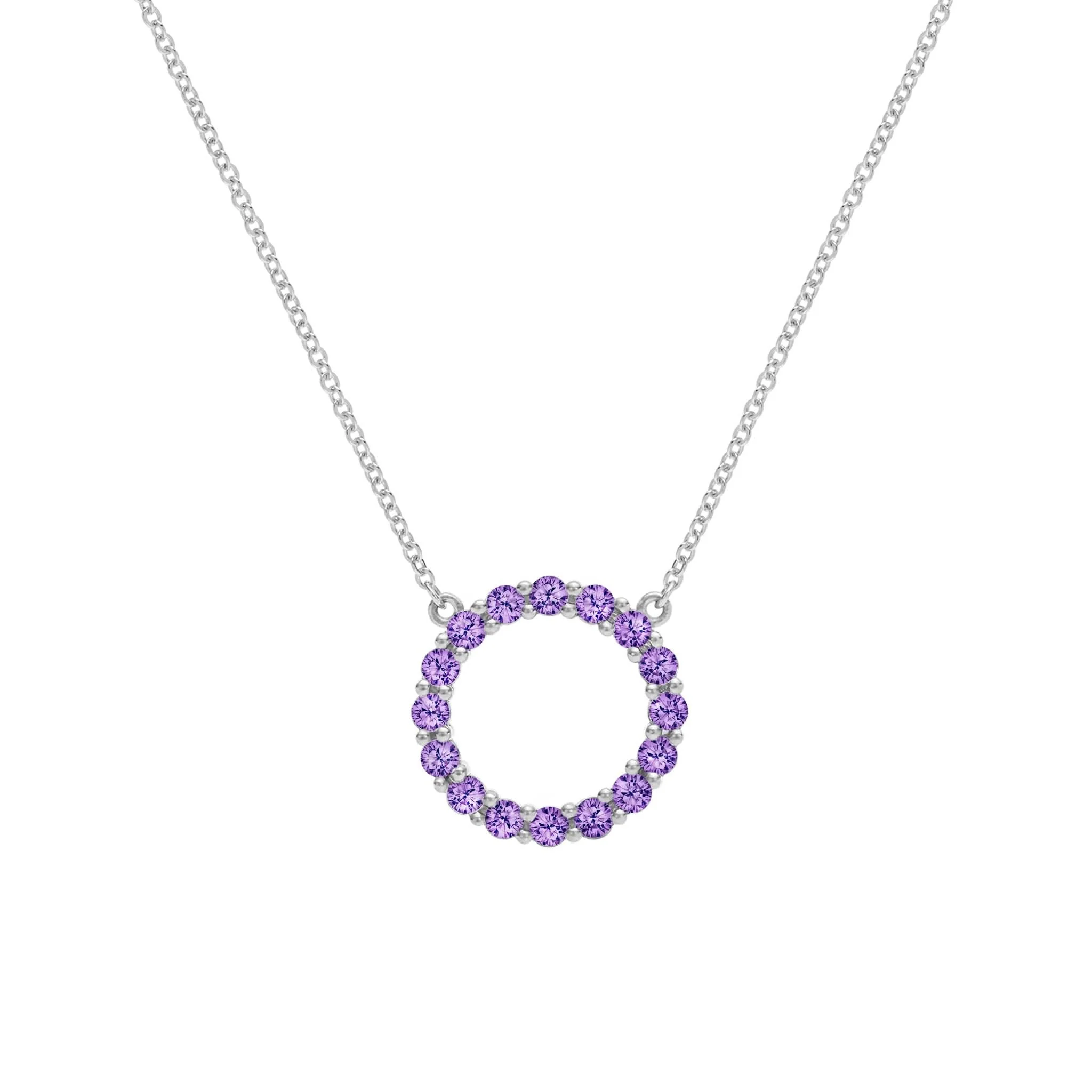 Rosecliff Circle Amethyst Necklace in 14k Gold (February) - Image 9