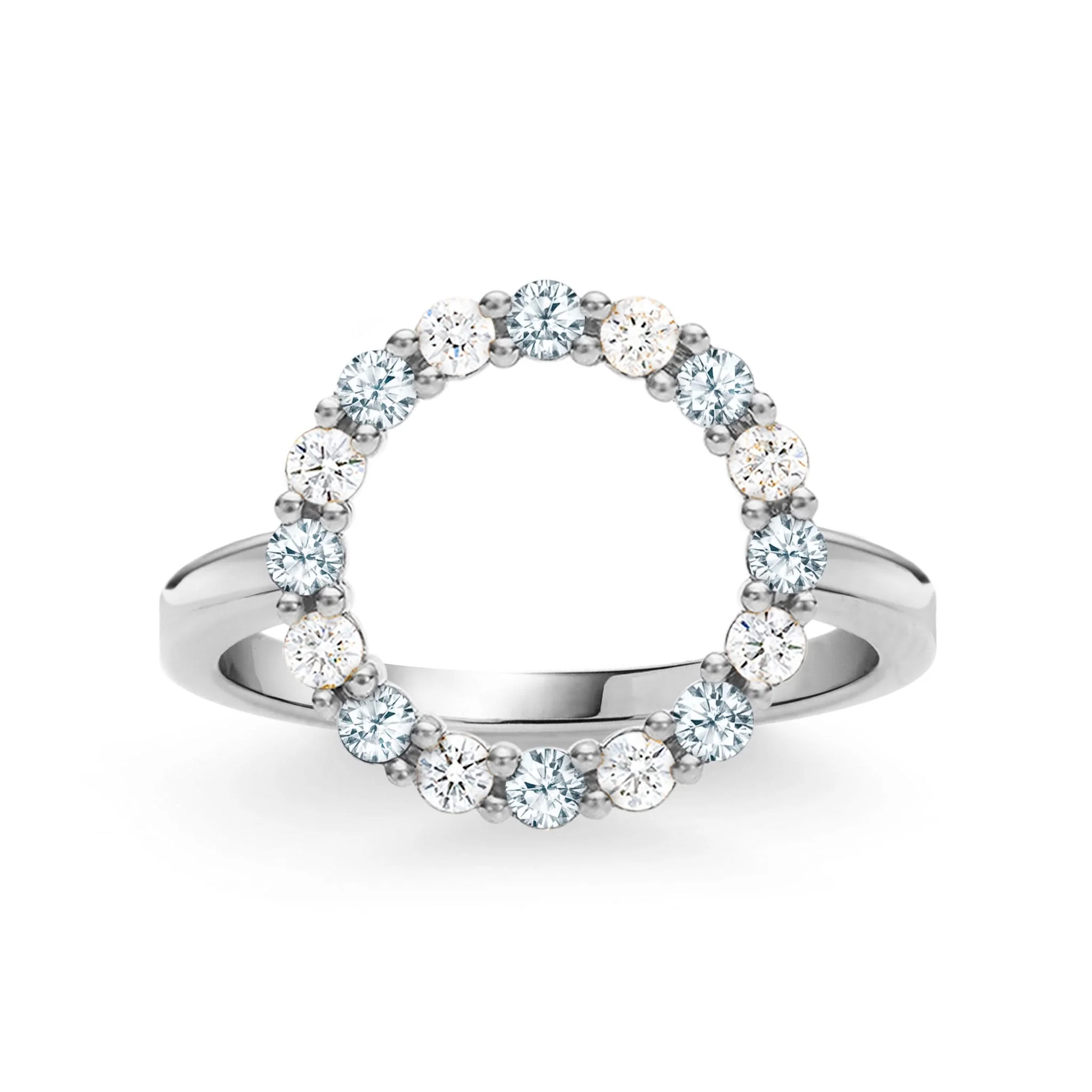 Rosecliff Circle Diamond & Aquamarine Ring in 14k Gold (March) - Image 5