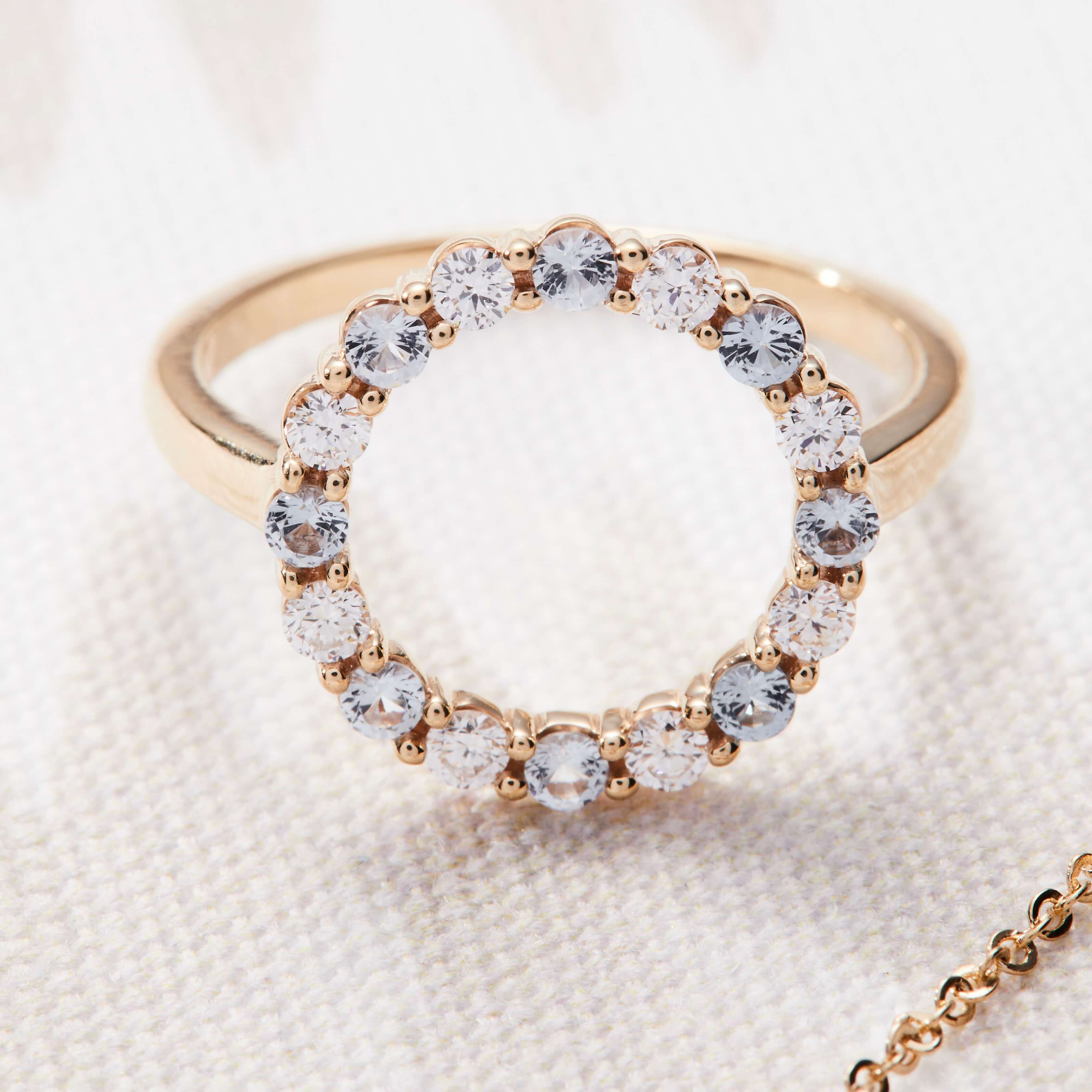 Rosecliff Circle Diamond & Aquamarine Ring in 14k Gold (March) - Image 8