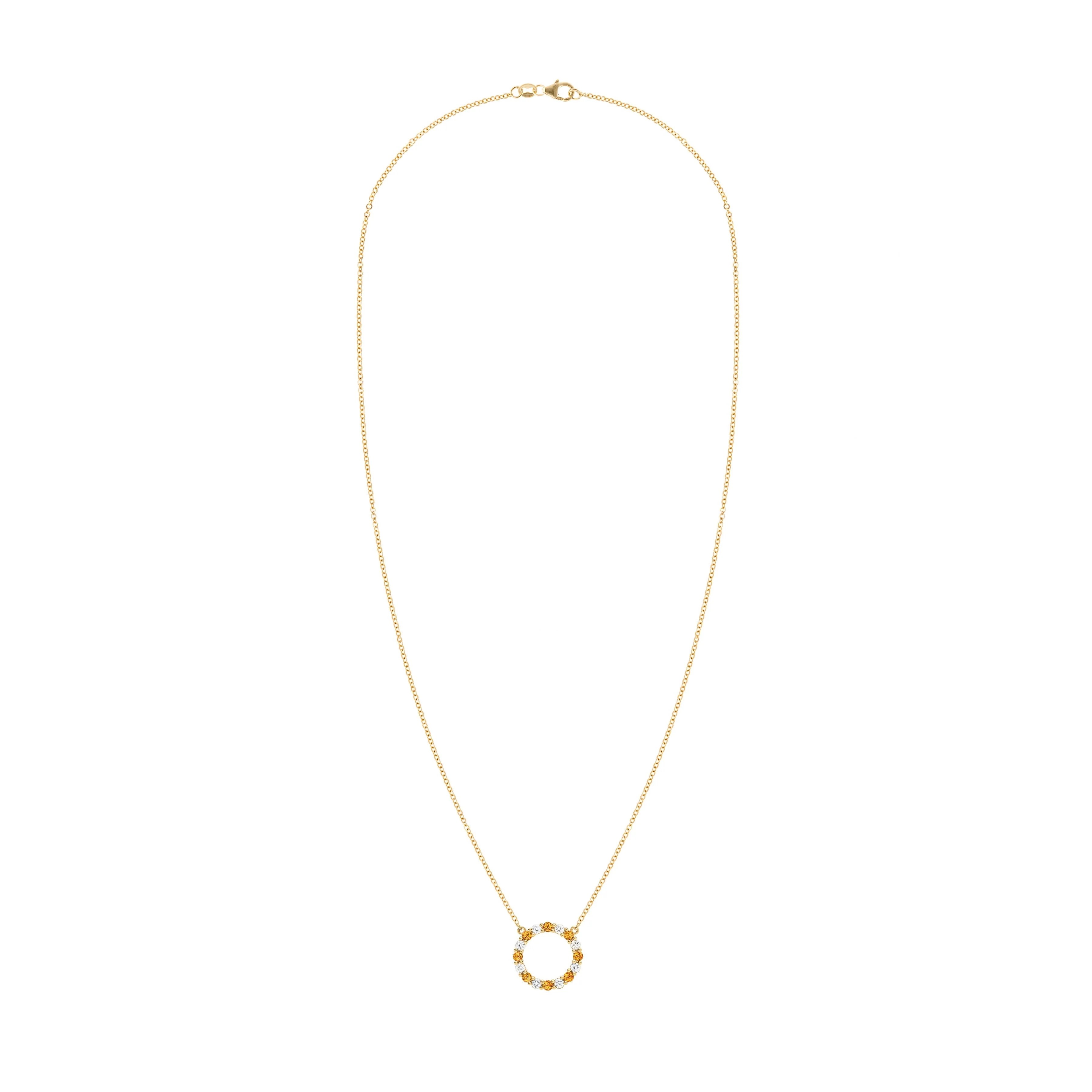 Rosecliff Circle Diamond & Citrine Necklace in 14k Gold (November) - Image 4