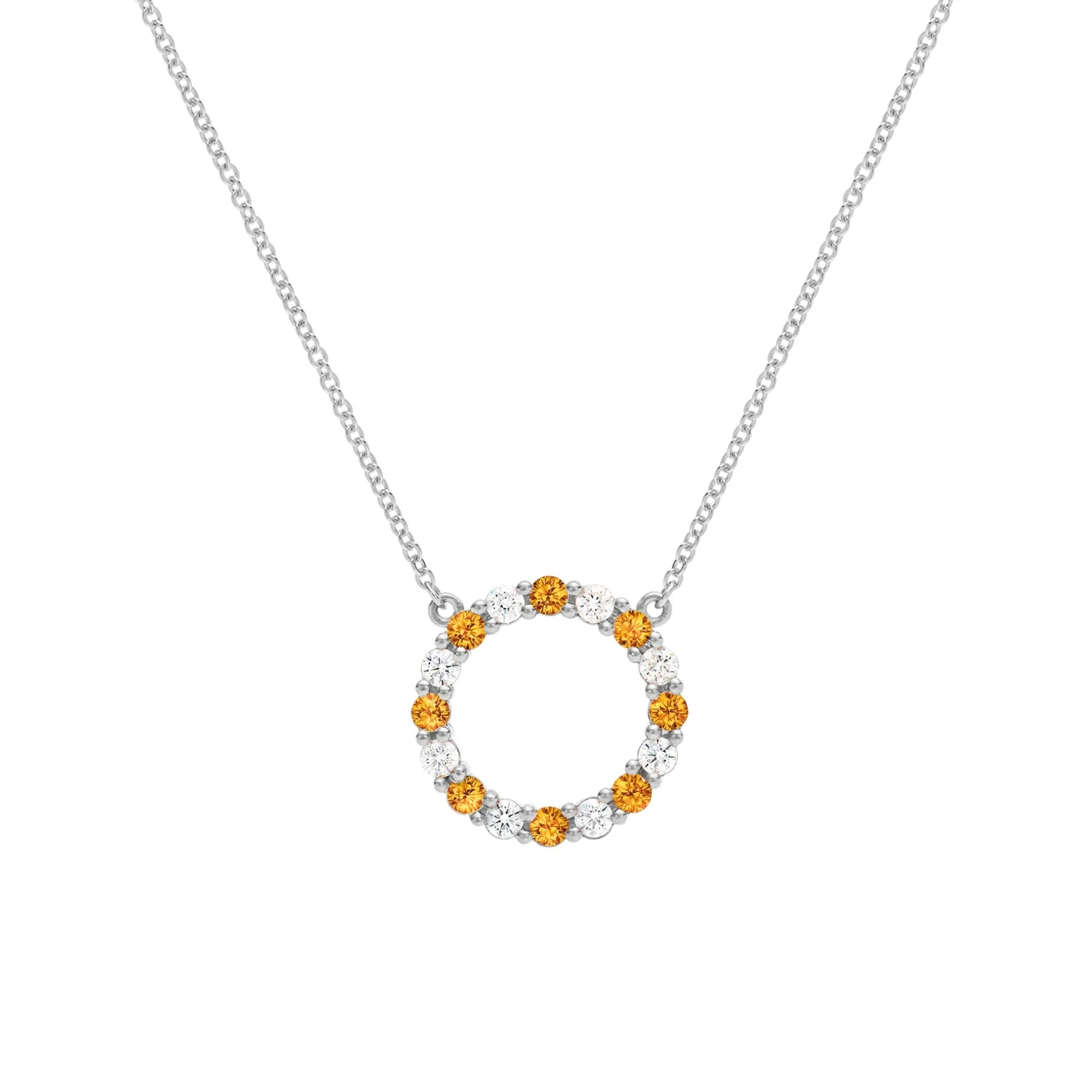 Rosecliff Circle Diamond & Citrine Necklace in 14k Gold (November) - Image 9