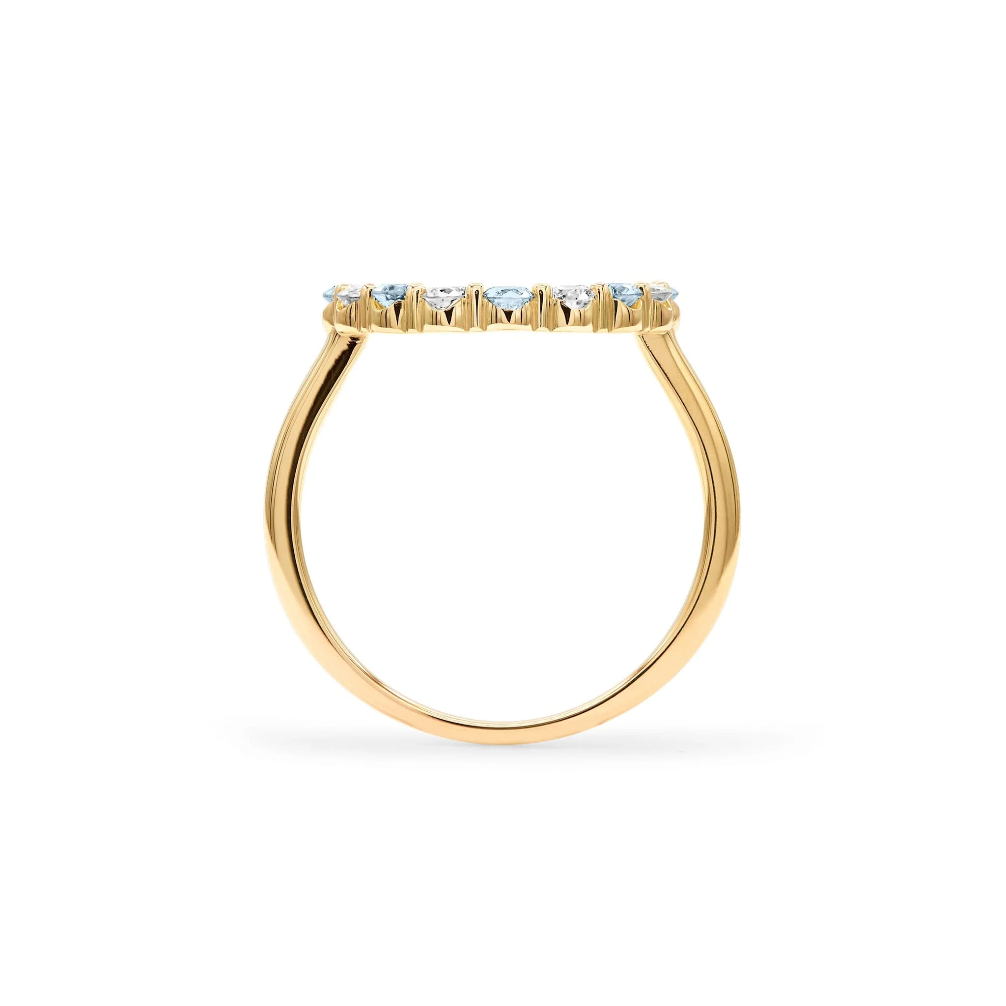 Rosecliff Circle Diamond & Nantucket Blue Topaz Ring in 14k Gold (December) - Image 4