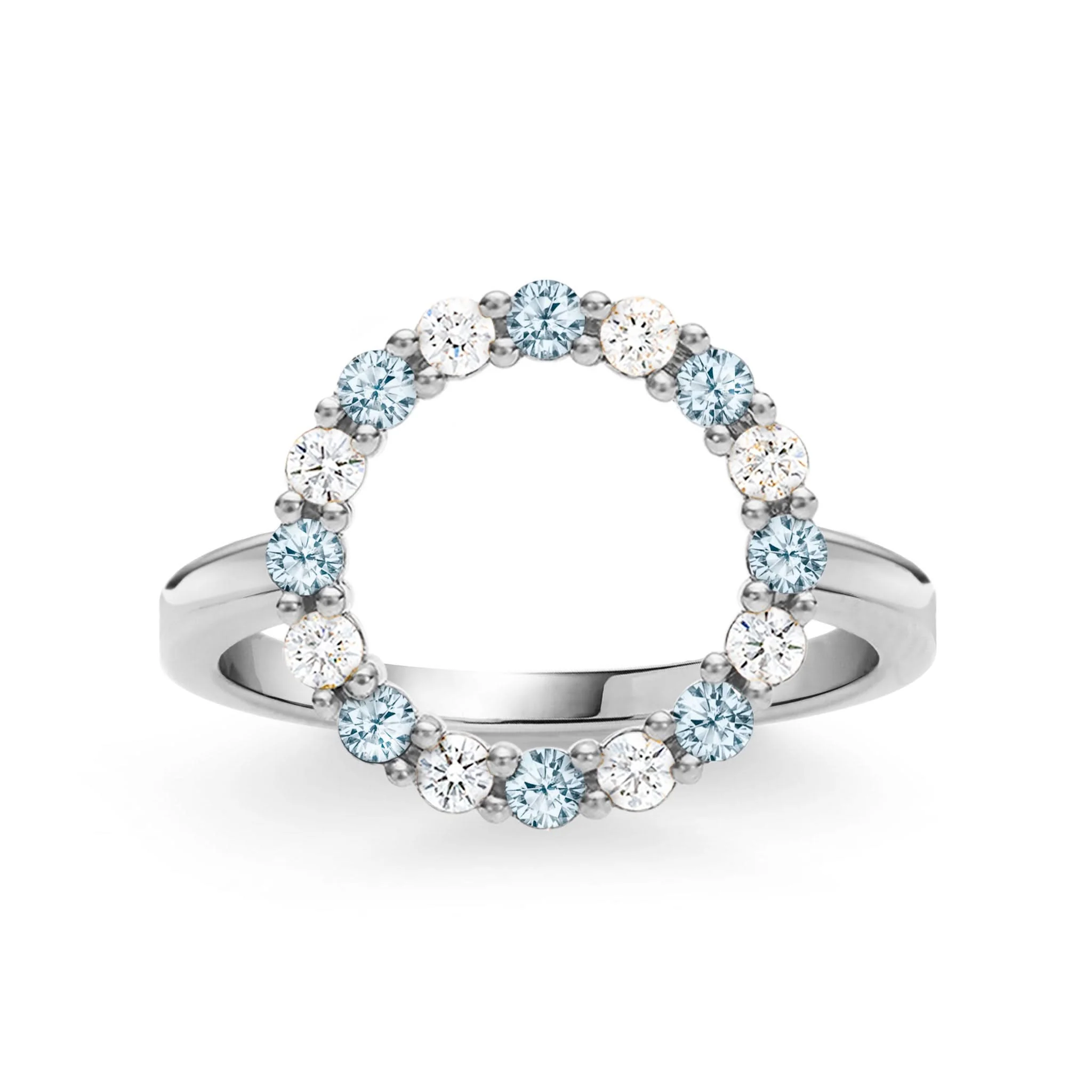 Rosecliff Circle Diamond & Nantucket Blue Topaz Ring in 14k Gold (December) - Image 5