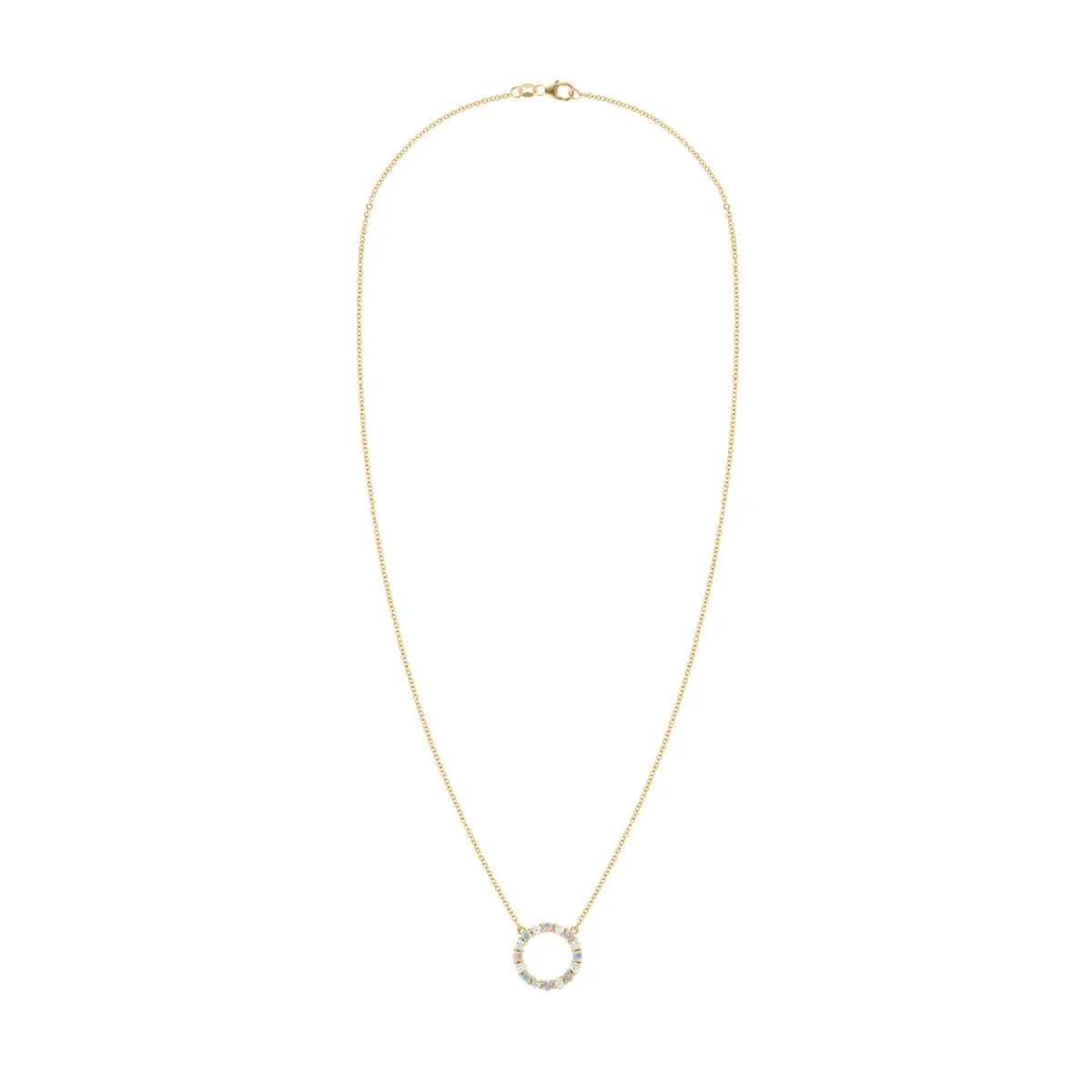 Rosecliff Circle Diamond & Opal Necklace in 14k Gold (October) - Image 7