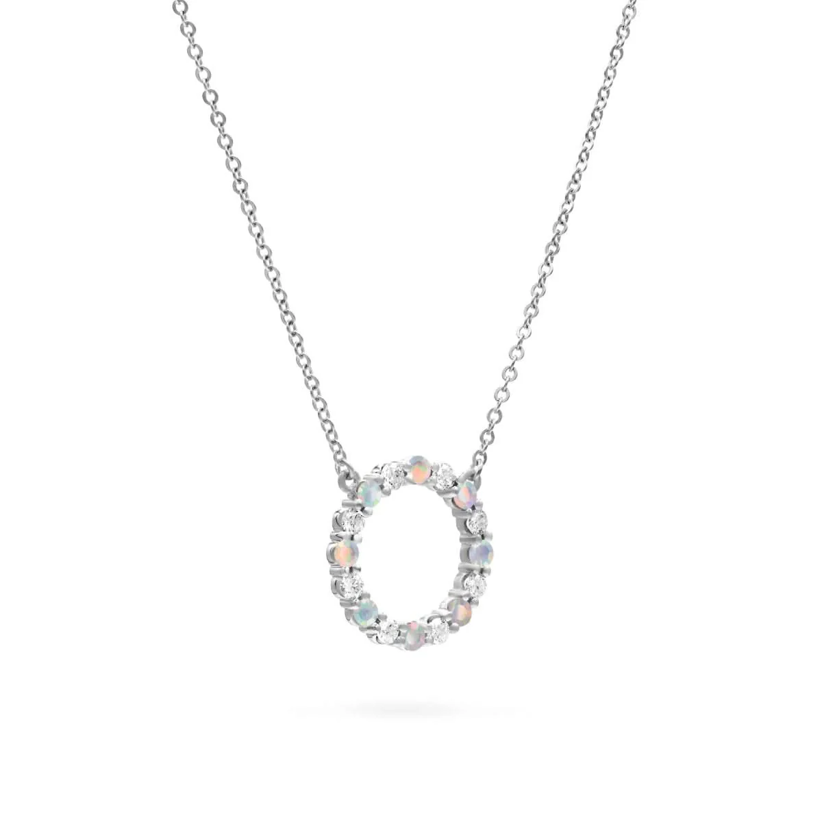 Rosecliff Circle Diamond & Opal Necklace in 14k Gold (October) - Image 9