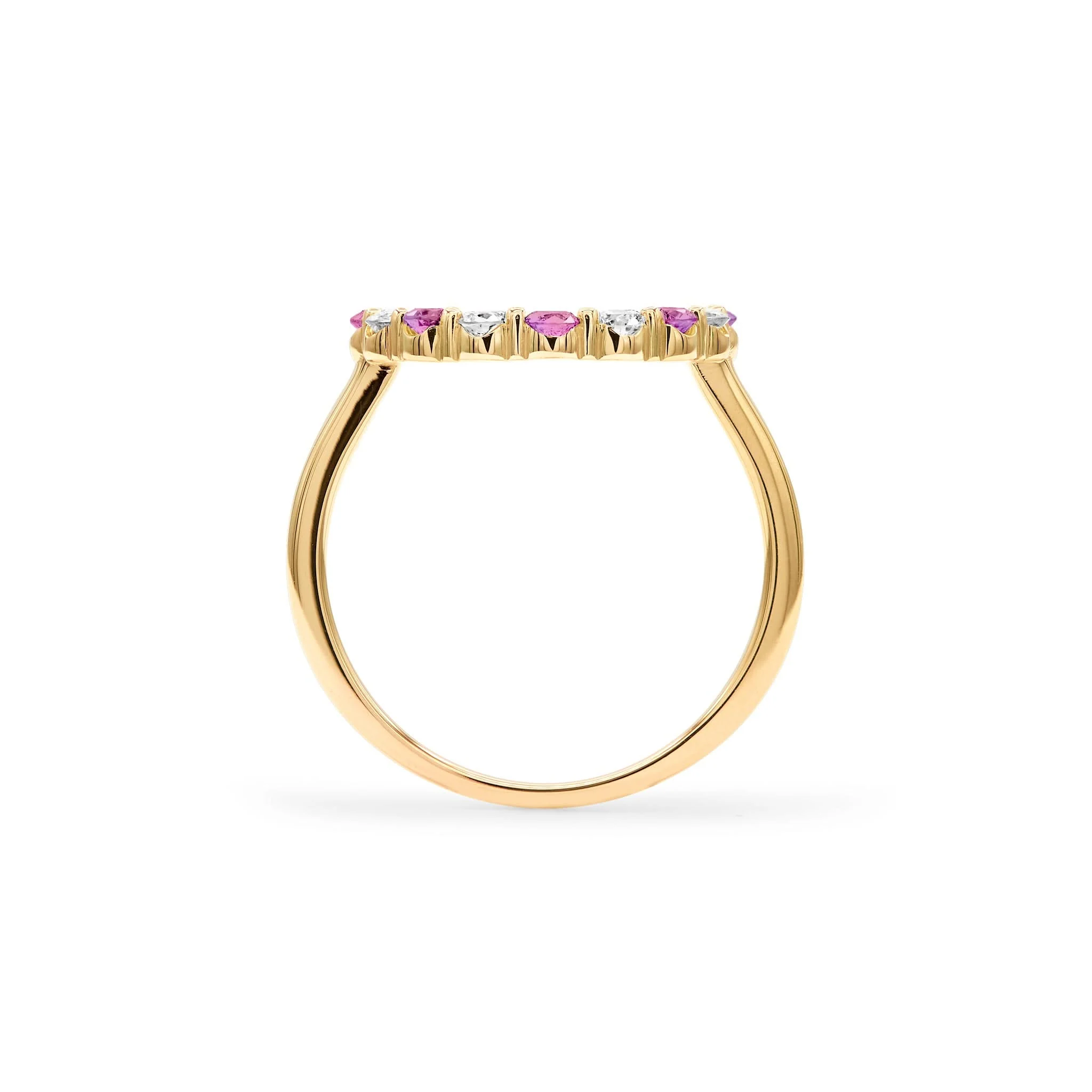 Rosecliff Circle Diamond & Pink Sapphire Ring in 14k Gold (October) - Image 4
