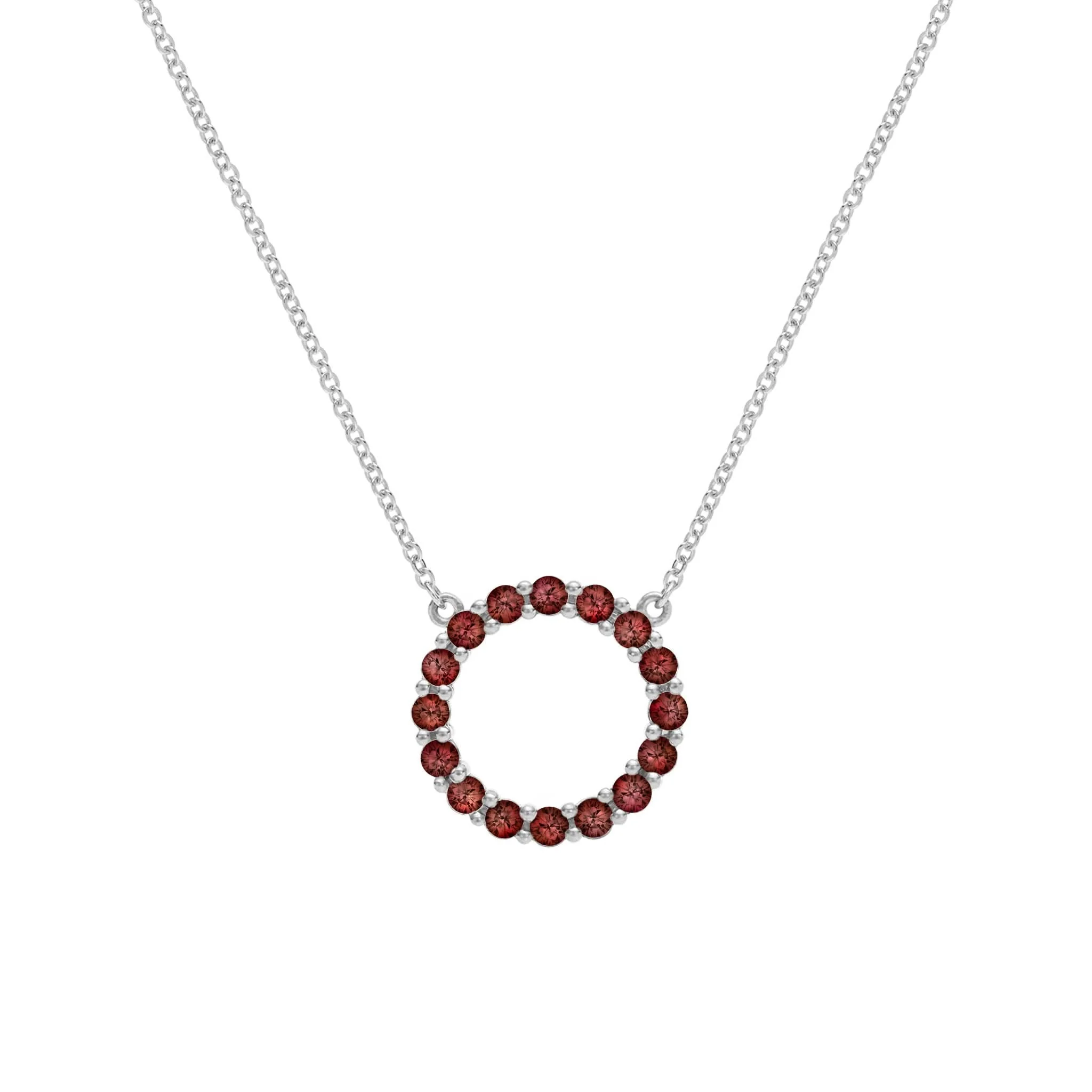 Rosecliff Circle Garnet Necklace in 14k Gold (January) - Image 9