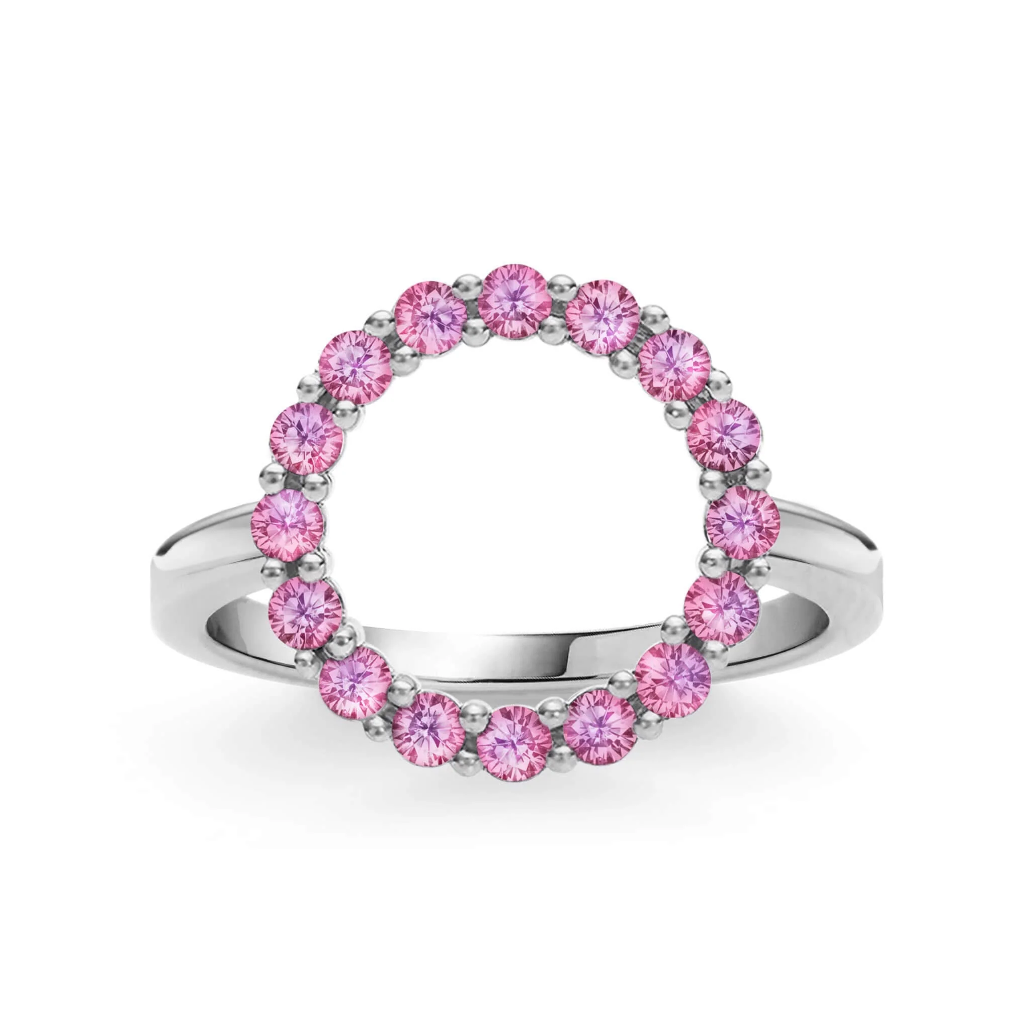Rosecliff Circle Pink Sapphire Ring in 14k Gold (October) - Image 5