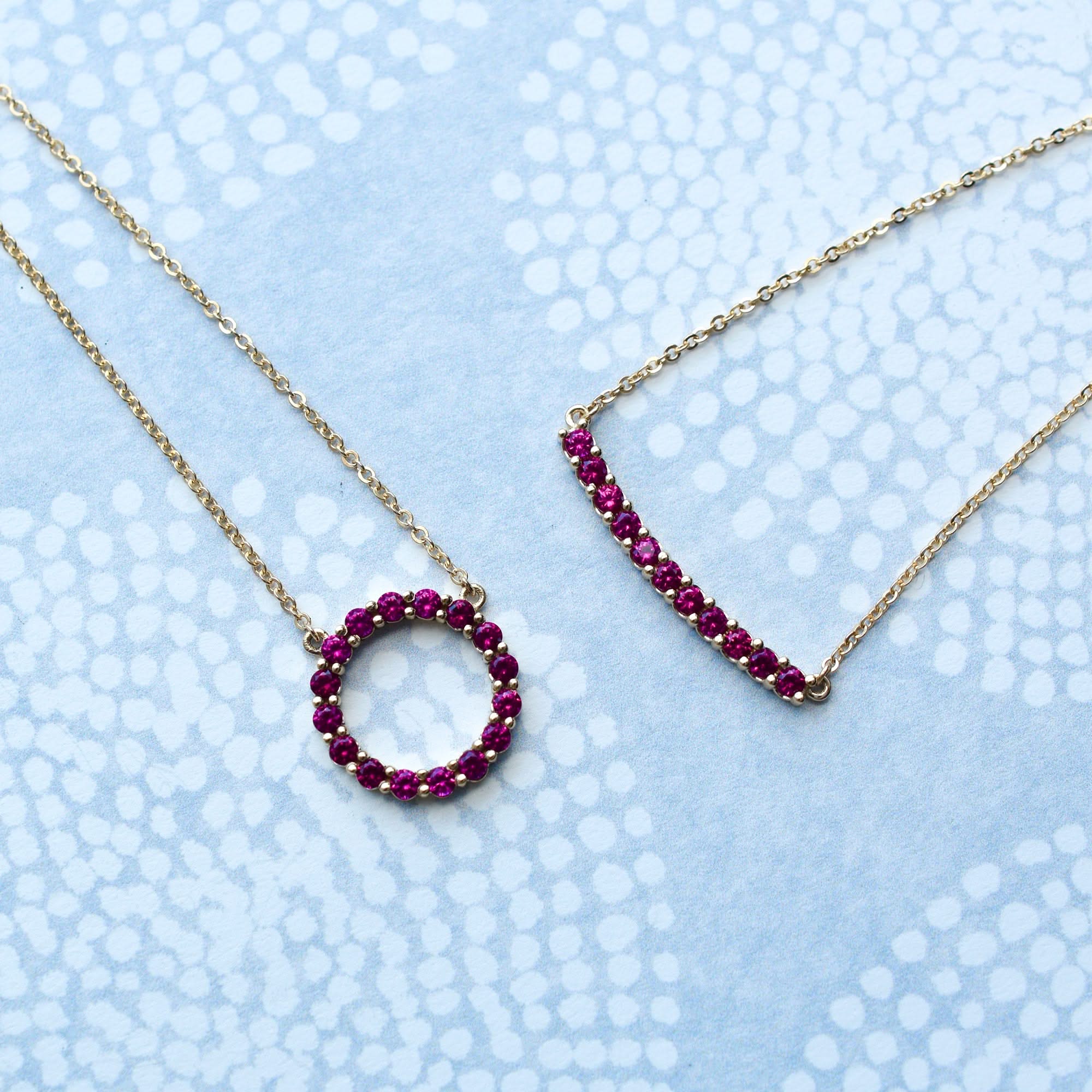Rosecliff Circle Ruby Necklace in 14k Gold (July) - Image 11