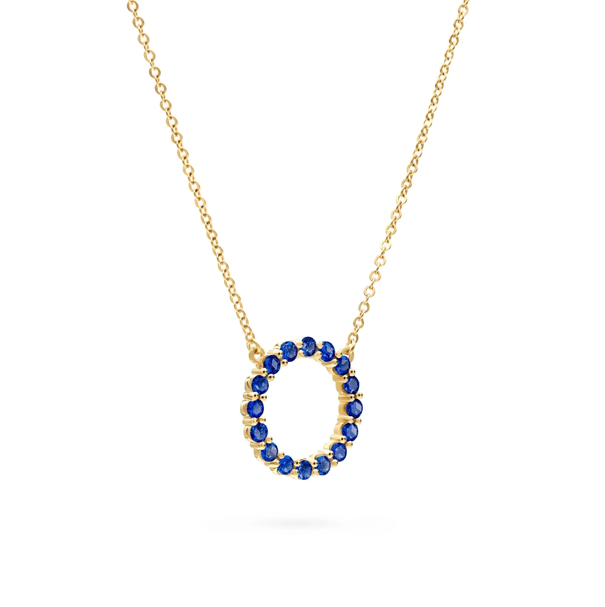Rosecliff Circle Sapphire Necklace in 14k Gold (September) - Image 4