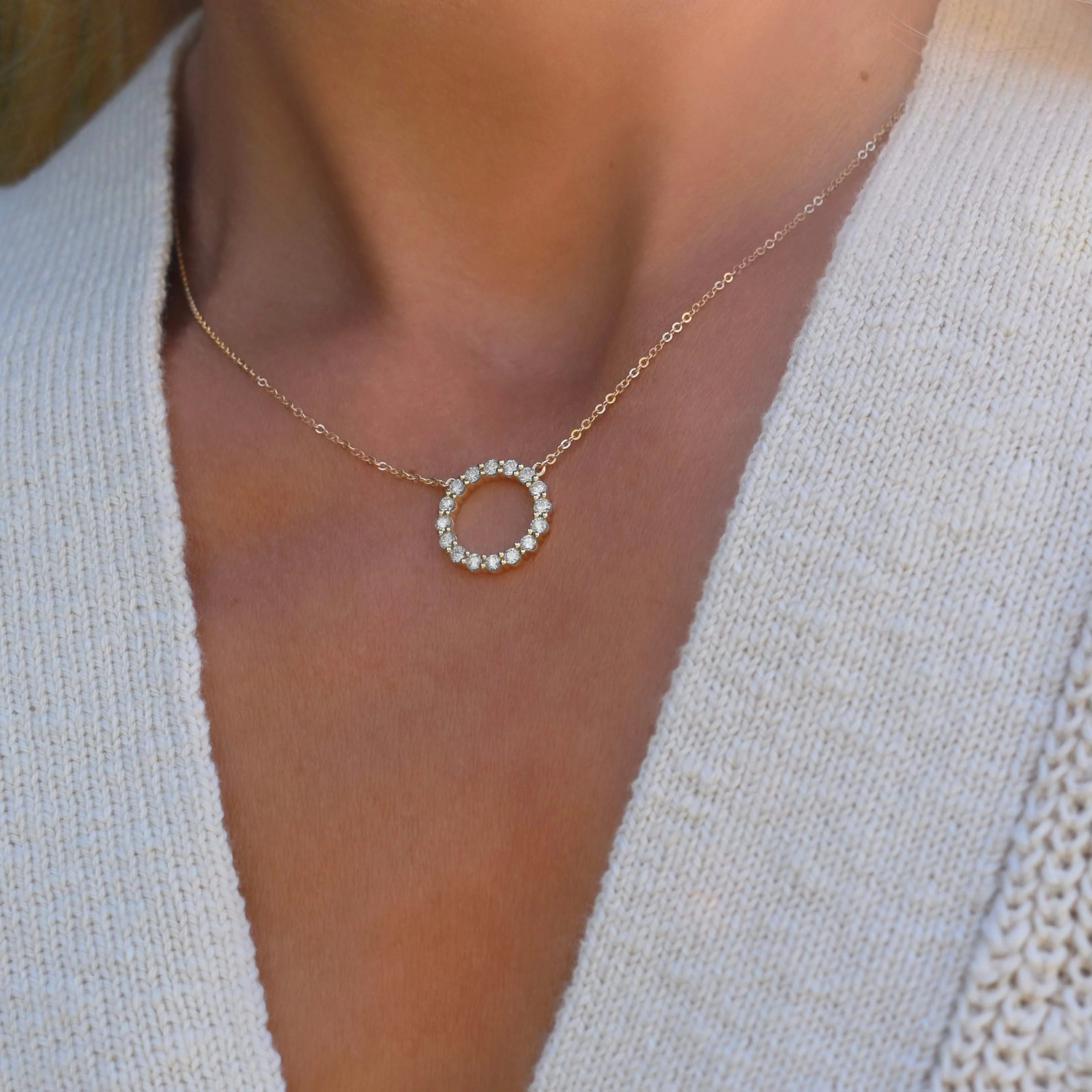 Rosecliff Circle White Topaz Necklace in 14k Gold (April) - Image 10