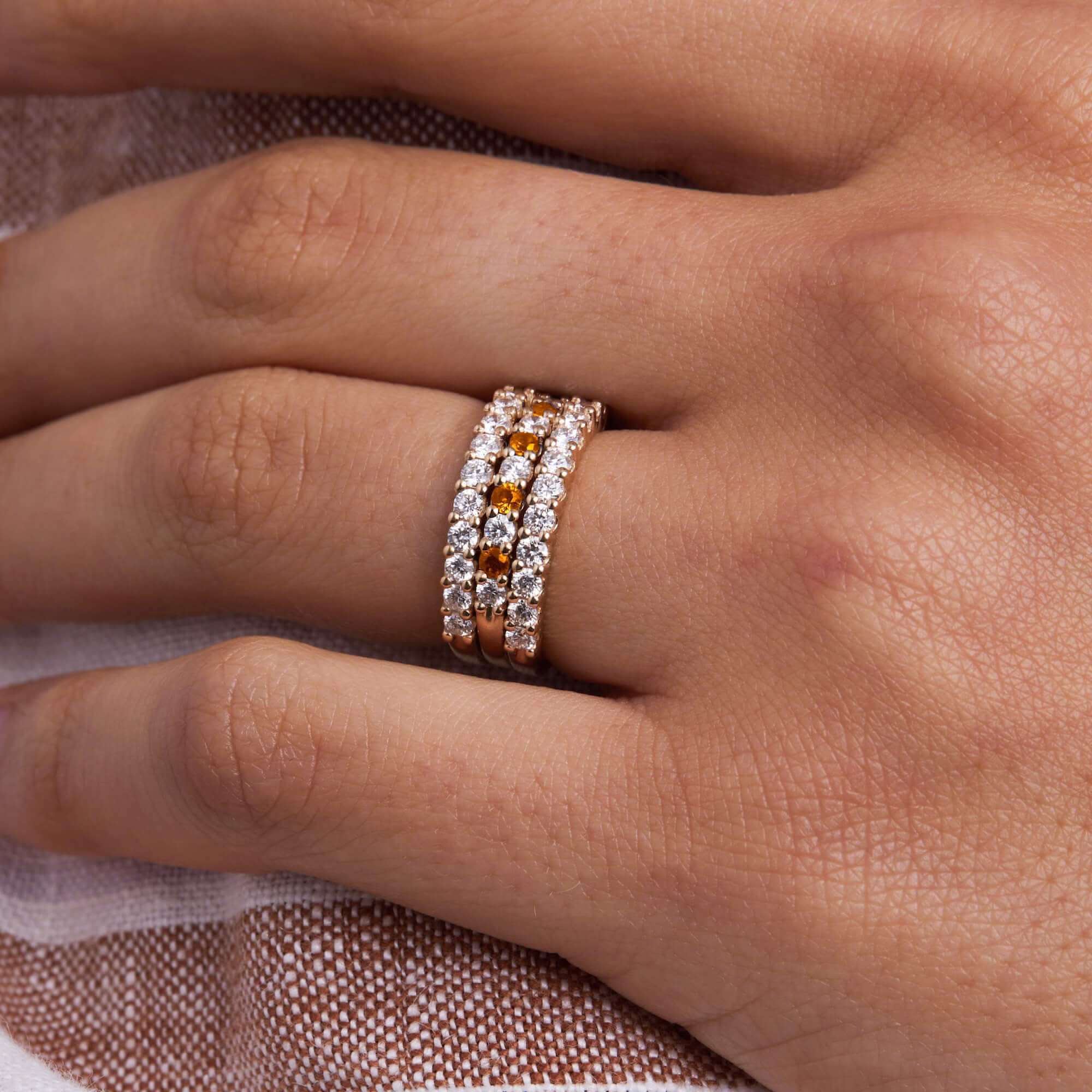 Rosecliff Diamond & Citrine Stackable Ring in 14k Gold (November) - Image 9