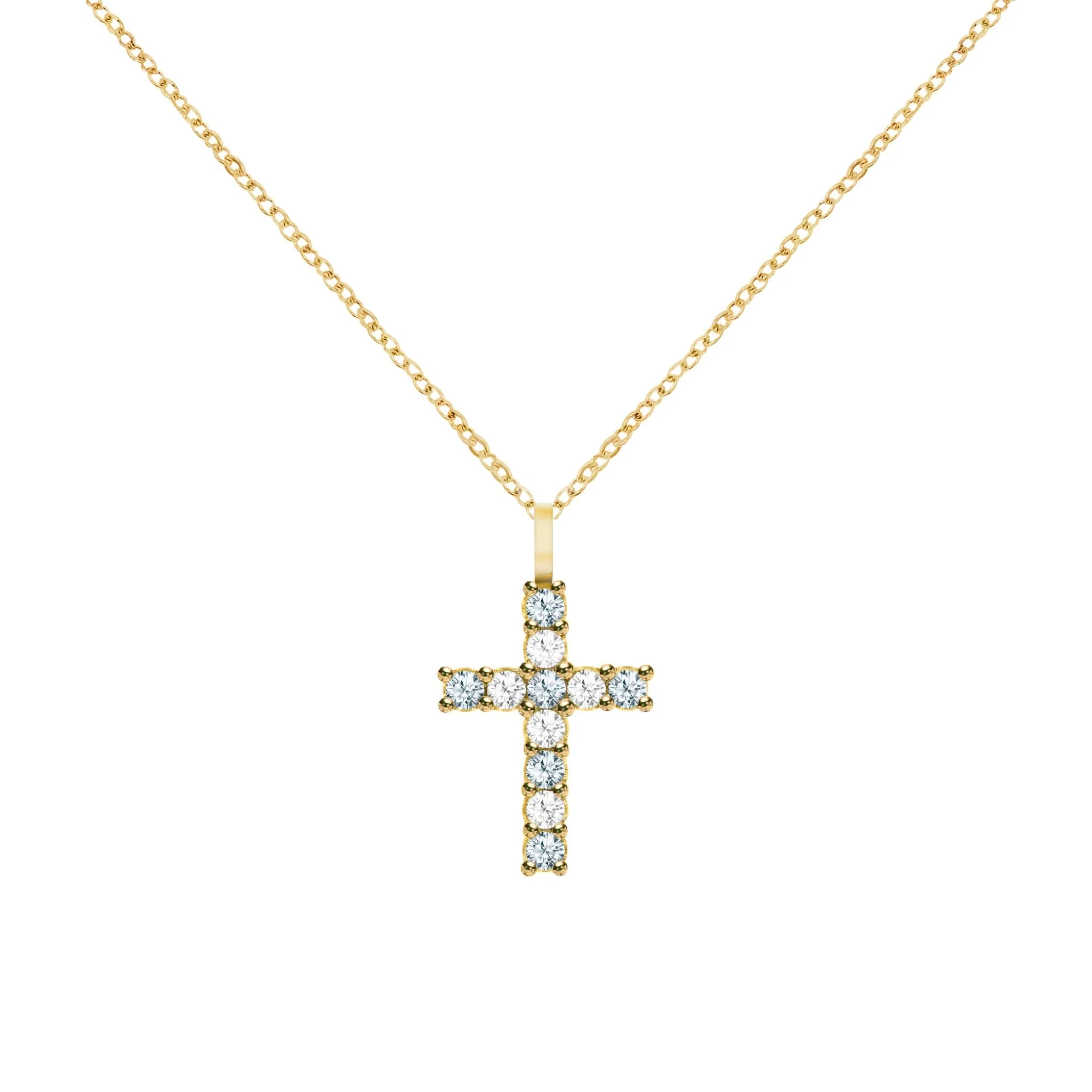 Rosecliff Cross Diamond & Aquamarine Pendant in 14k Gold (March) - Image 5