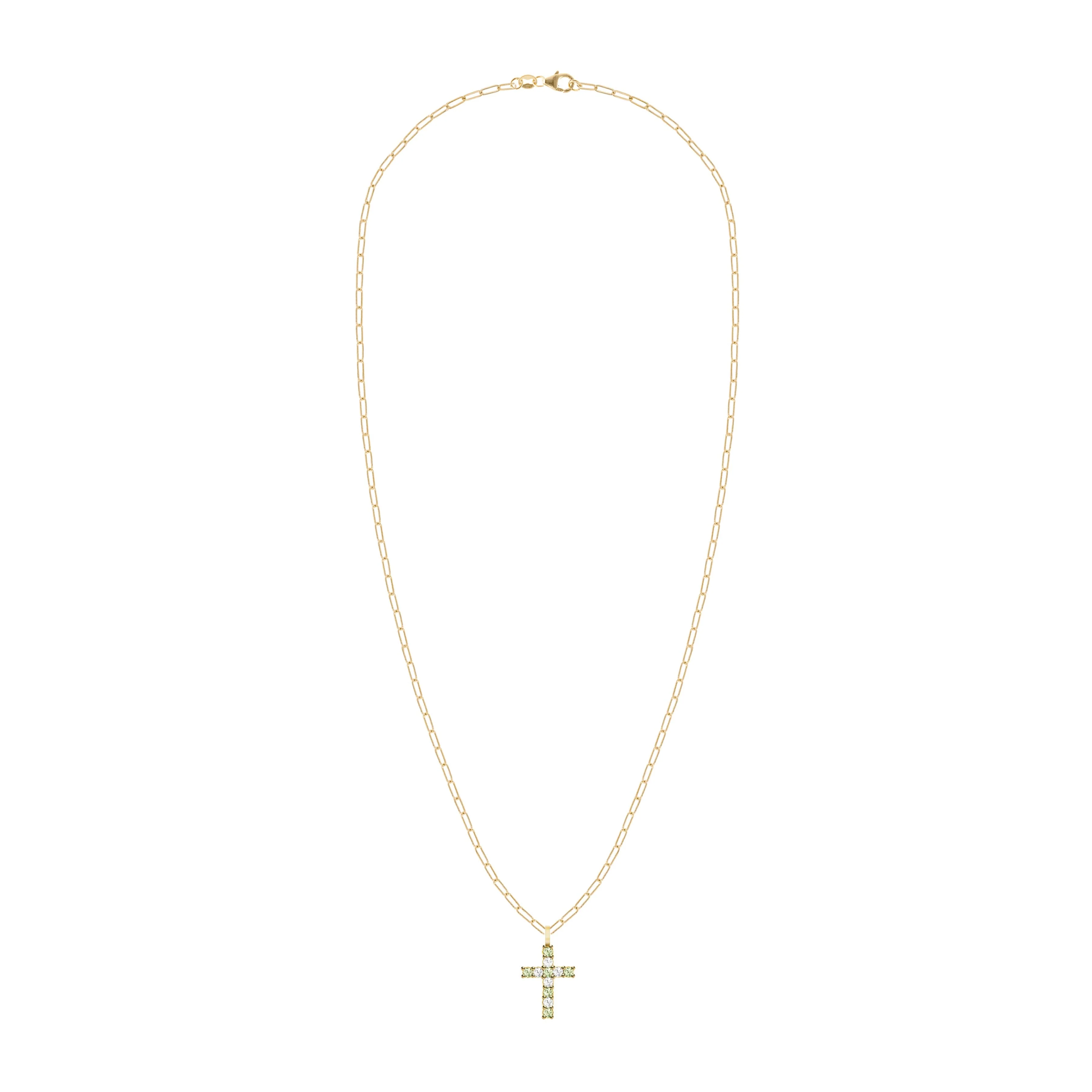 Rosecliff Cross Diamond & Peridot Pendant in 14k Gold (August) - Image 4