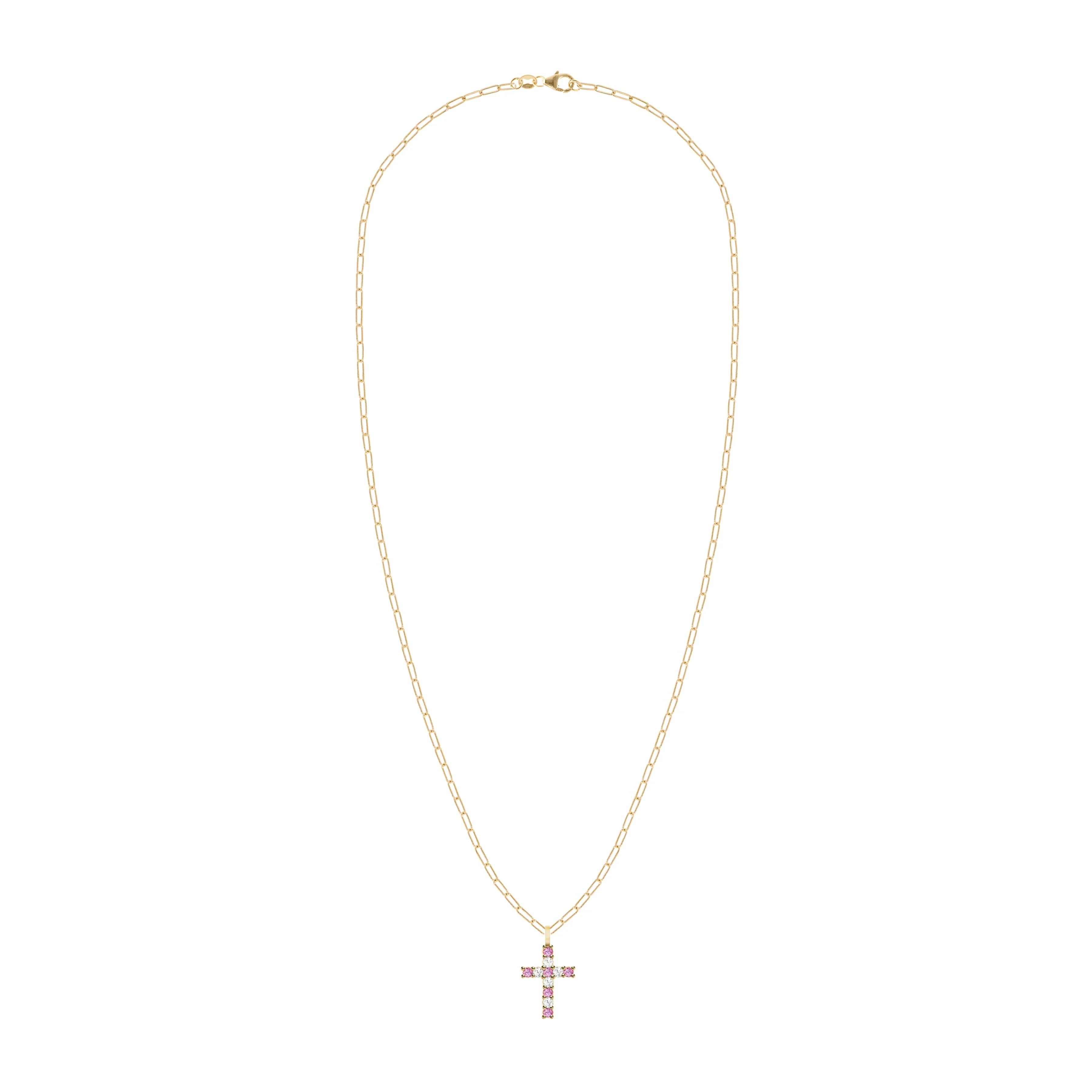 Rosecliff Cross Diamond & Sapphire Pendant in 14k Gold (September) - Image 4