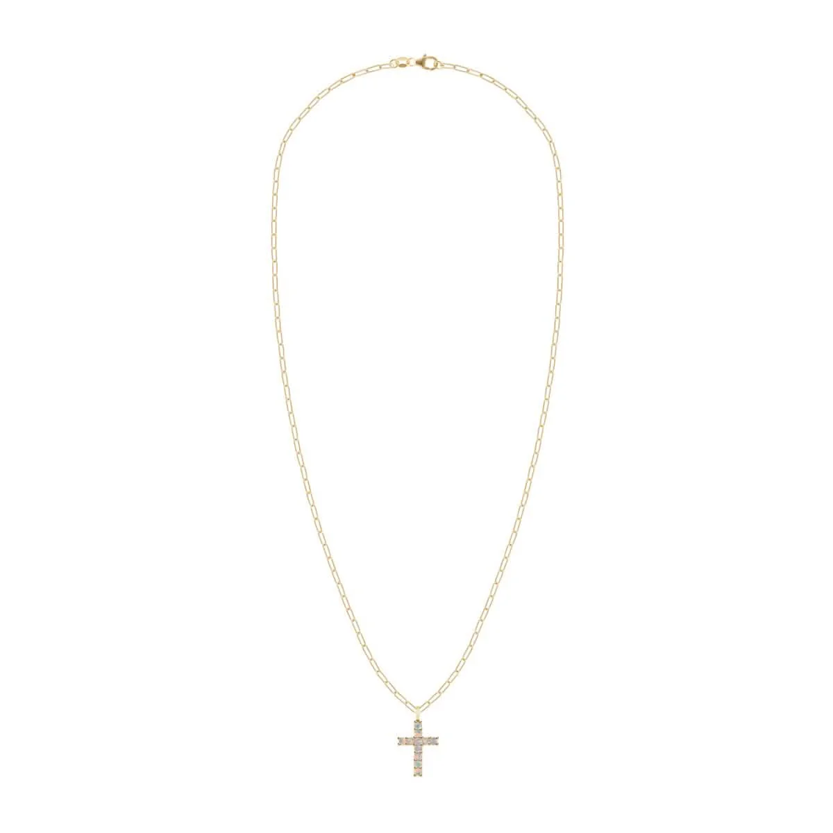 Rosecliff Cross Opal Pendant in 14k Gold (October) - Image 5