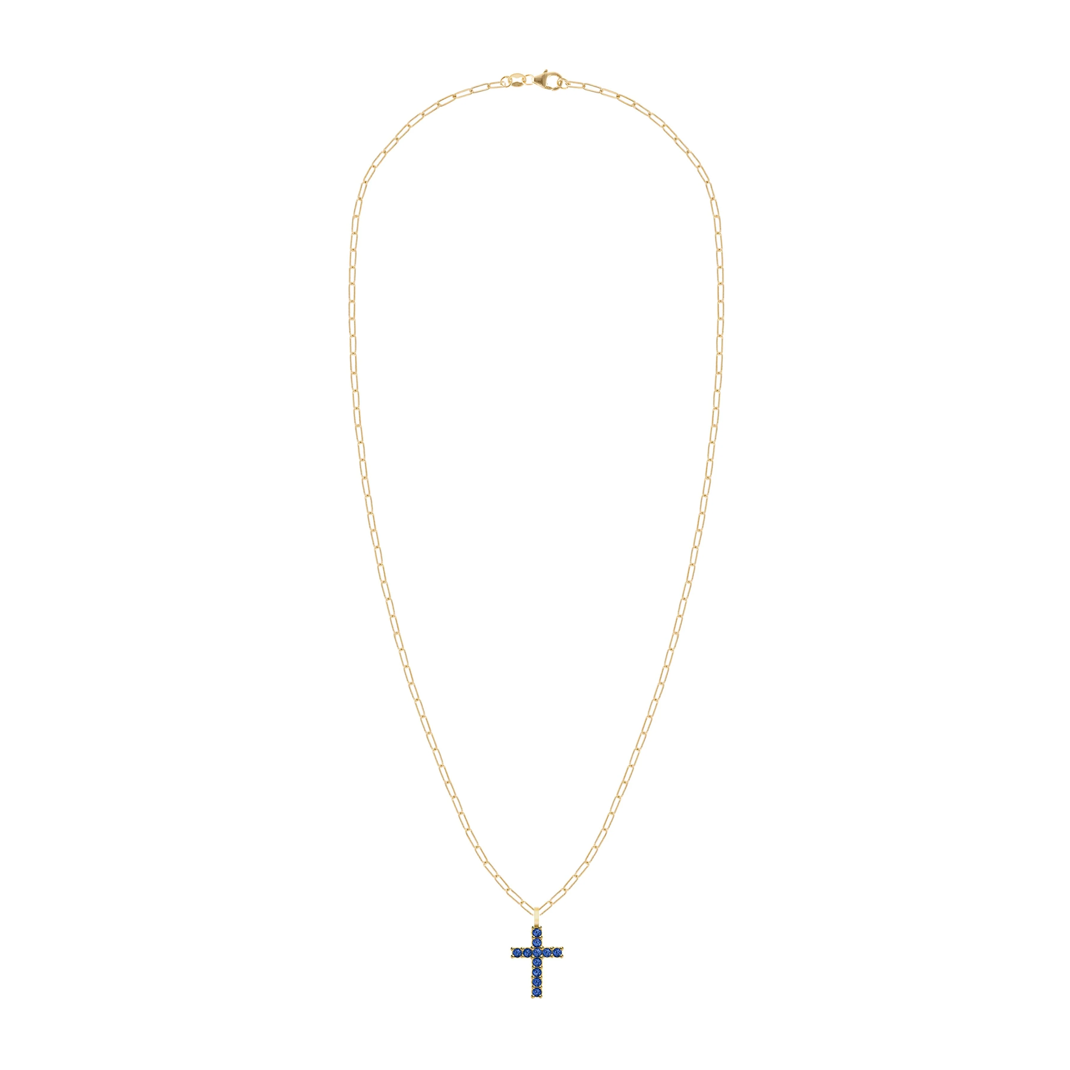 Rosecliff Cross Sapphire Pendant in 14k Gold (September) - Image 4