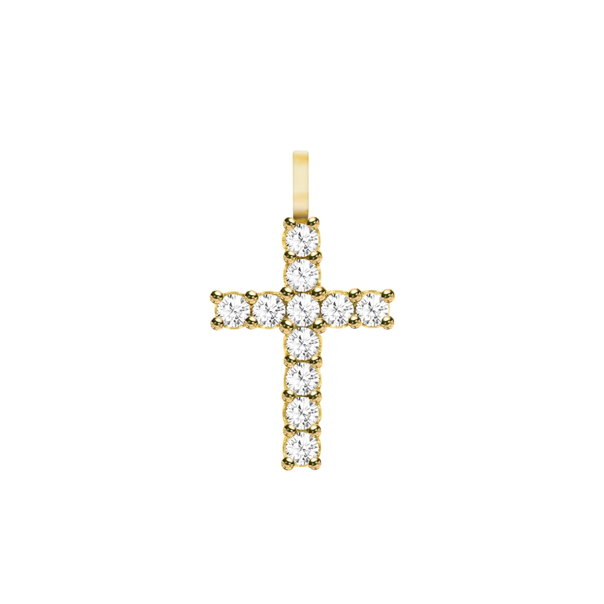 Rosecliff Cross White Topaz Pendant in 14k Gold (April)