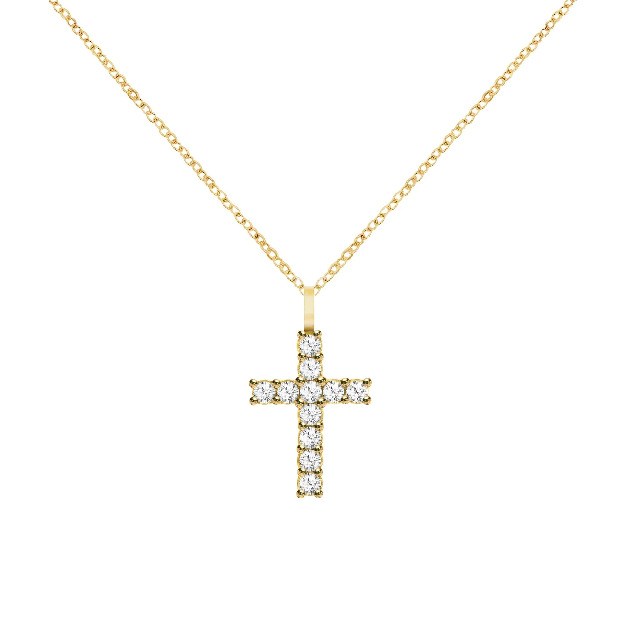 Rosecliff Cross White Topaz Pendant in 14k Gold (April) - Image 5