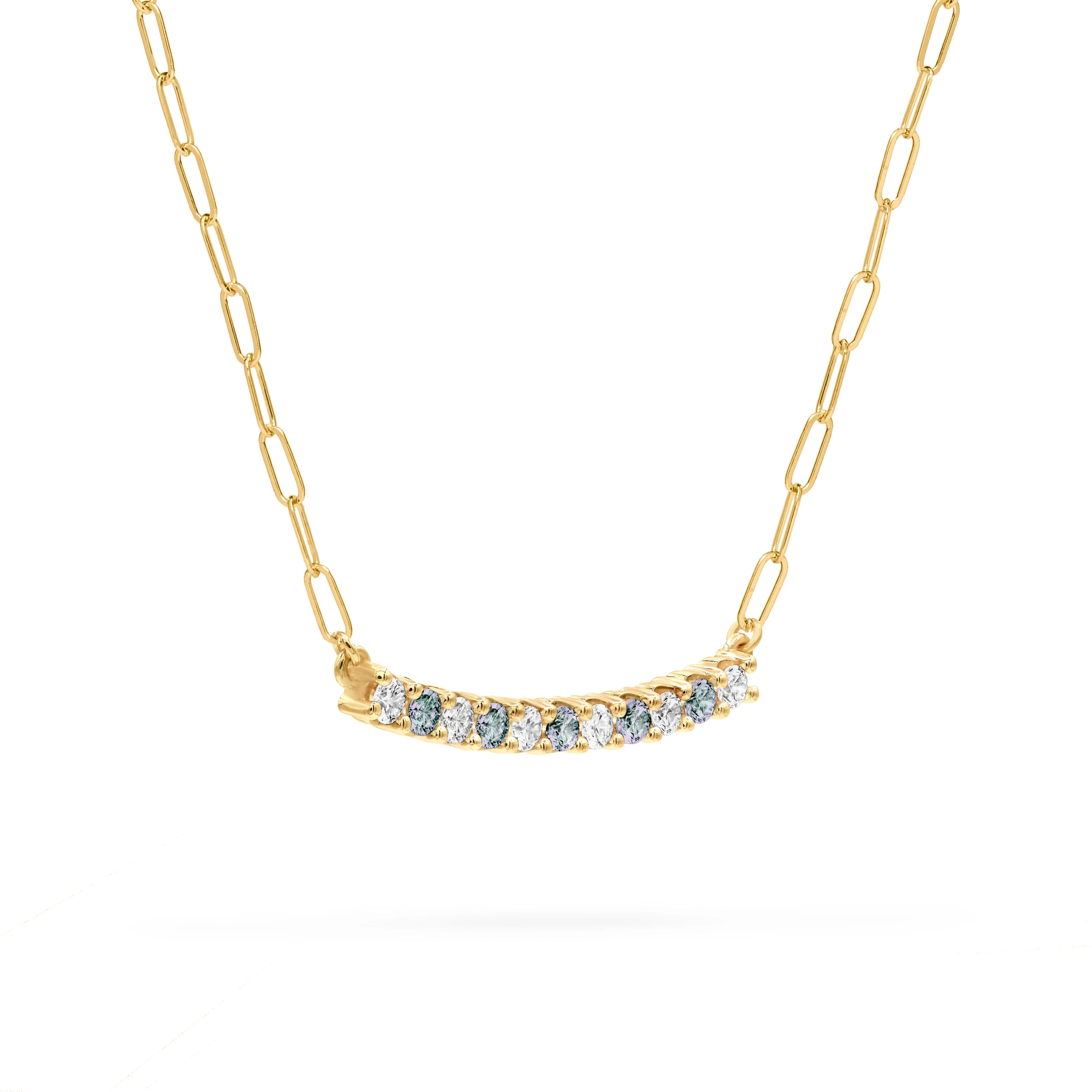 Rosecliff Diamond & Alexandrite Bar Adelaide Mini Necklace in 14k Gold (June) - Image 4