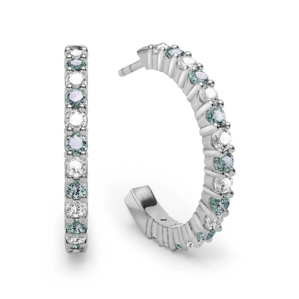 Rosecliff Diamond & Alexandrite Hoop Earrings in 14k Gold (June) - Image 5