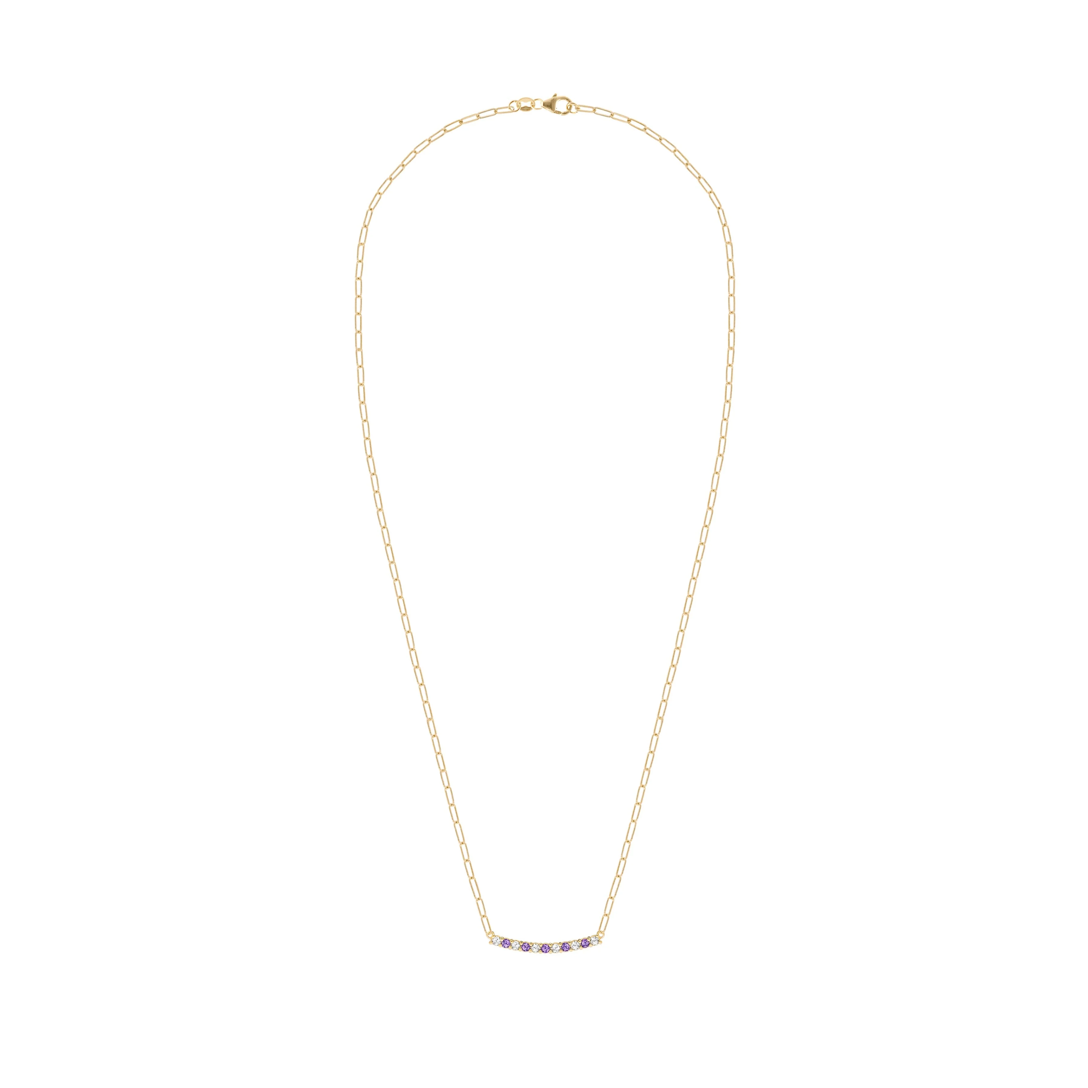 Rosecliff Diamond & Amethyst Bar Adelaide Mini Necklace in 14k Gold (February) - Image 5